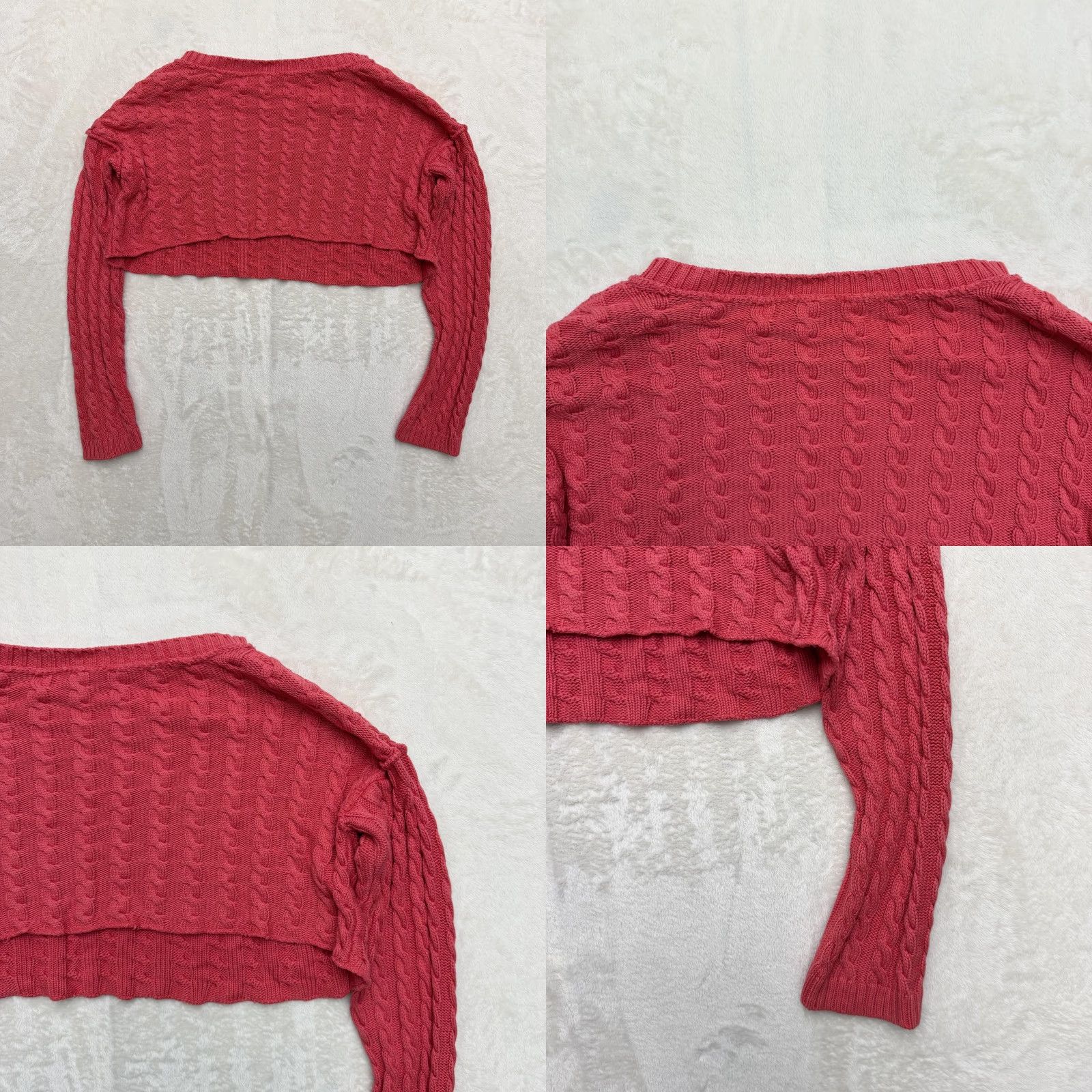 Free People VINTAGE Free People Sweater Womens Large Pink Cable Knit Cropped Crewneck Pullover Size L / US 10 / IT 46 - 8 Thumbnail
