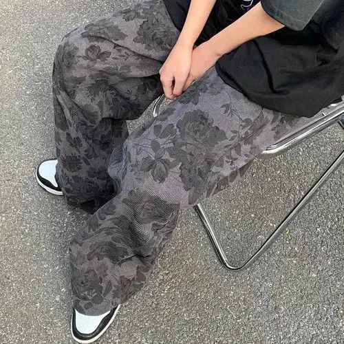 Other Retro Corduroy Rose Print Harajuku Casual Wide Leg Trousers Size US 29 - 3 Thumbnail