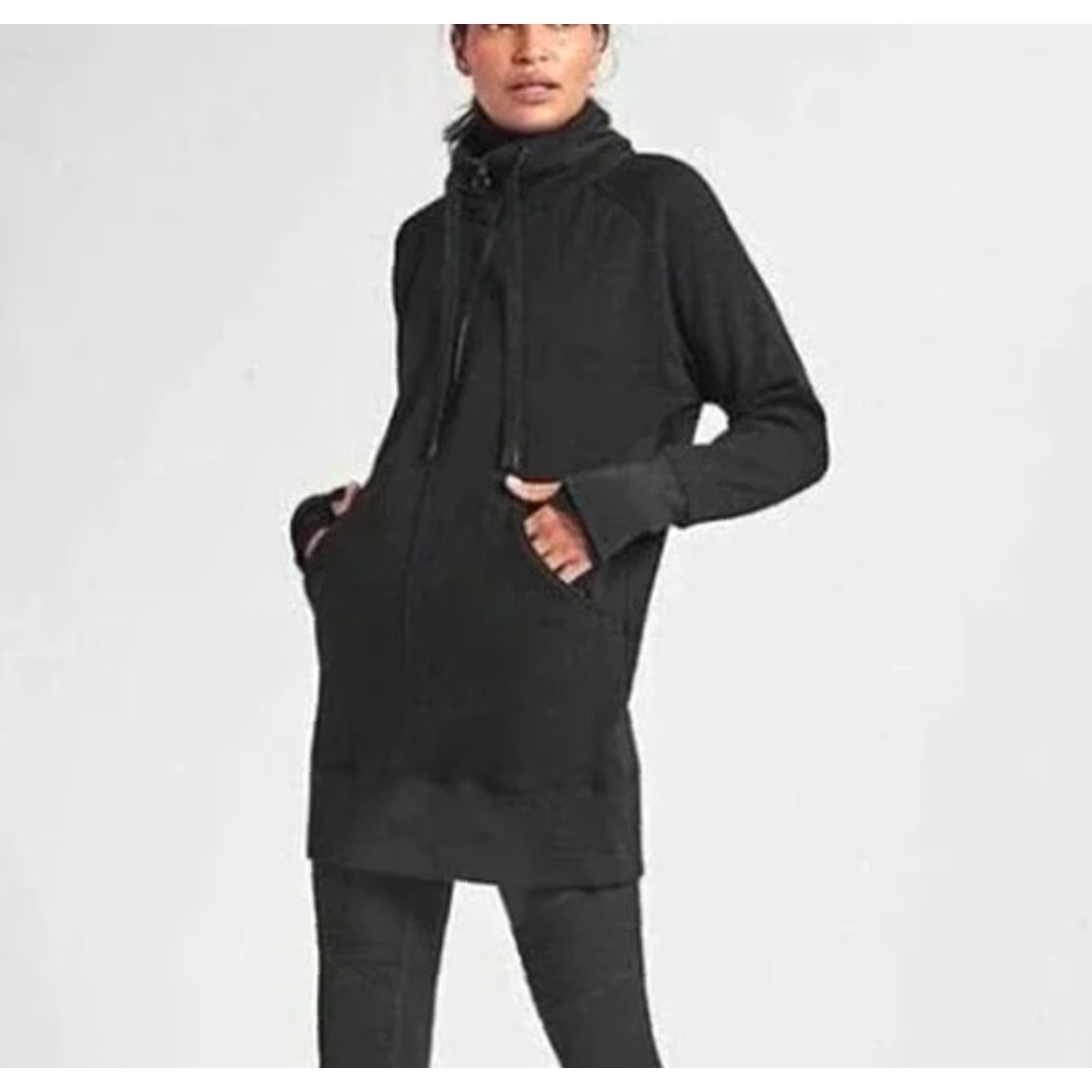 Athleta Athleta Women’s XSP Petite Black Cozy Karma Full Zip Hooded Jacket Sweatshirt 1/4 Zip Activewear Pullover XS Petite Black Womens Jacket Size XS / US 0-2 / IT 36-38 - 7 Thumbnail