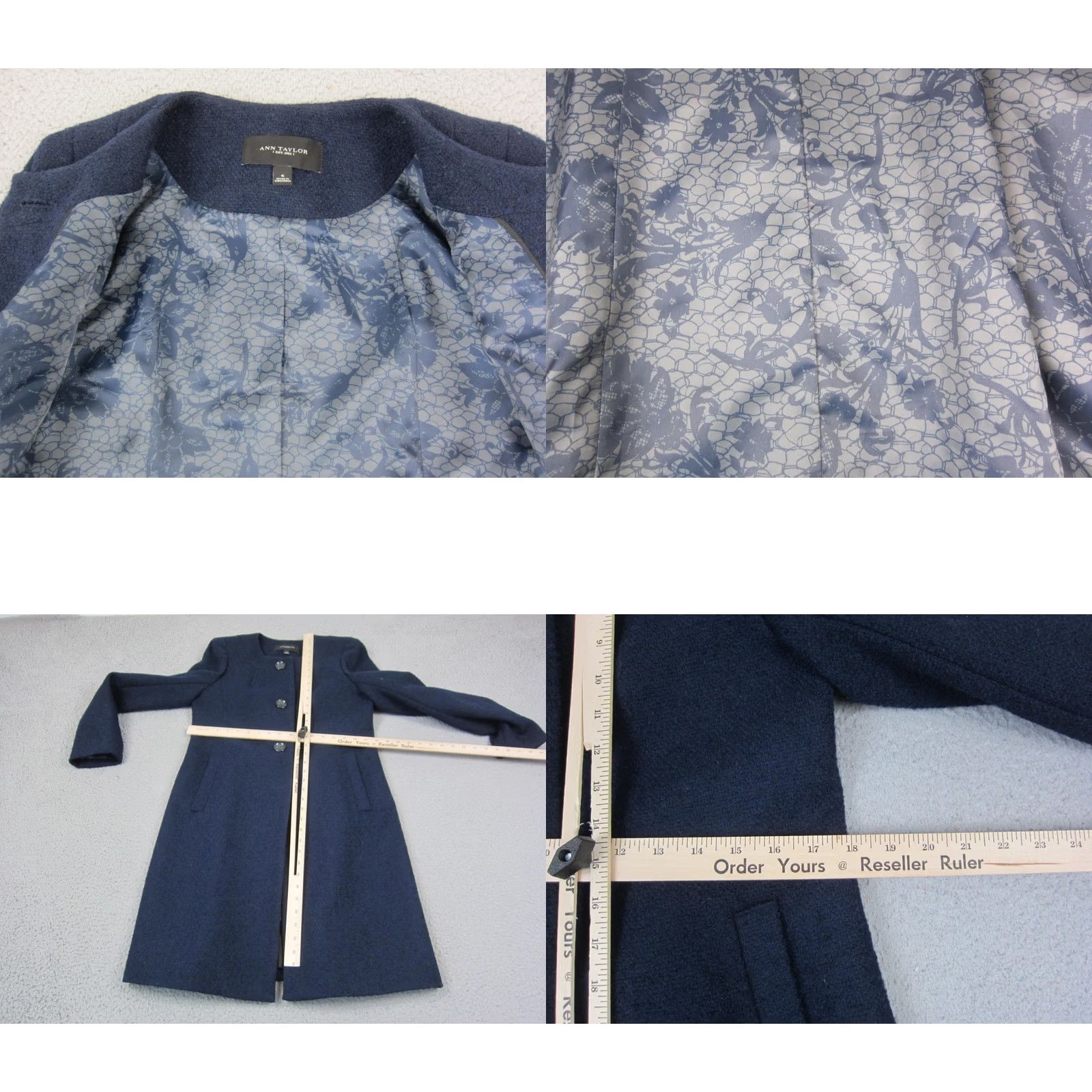 Ann Taylor Ann Taylor Coat Womens 6 Wool Blue Lined 3 Button Overcoat Long Solid 80s 90s Classic Regular Mens Womens Girls Size M / US 6-8 / IT 42-44 - 8 Thumbnail