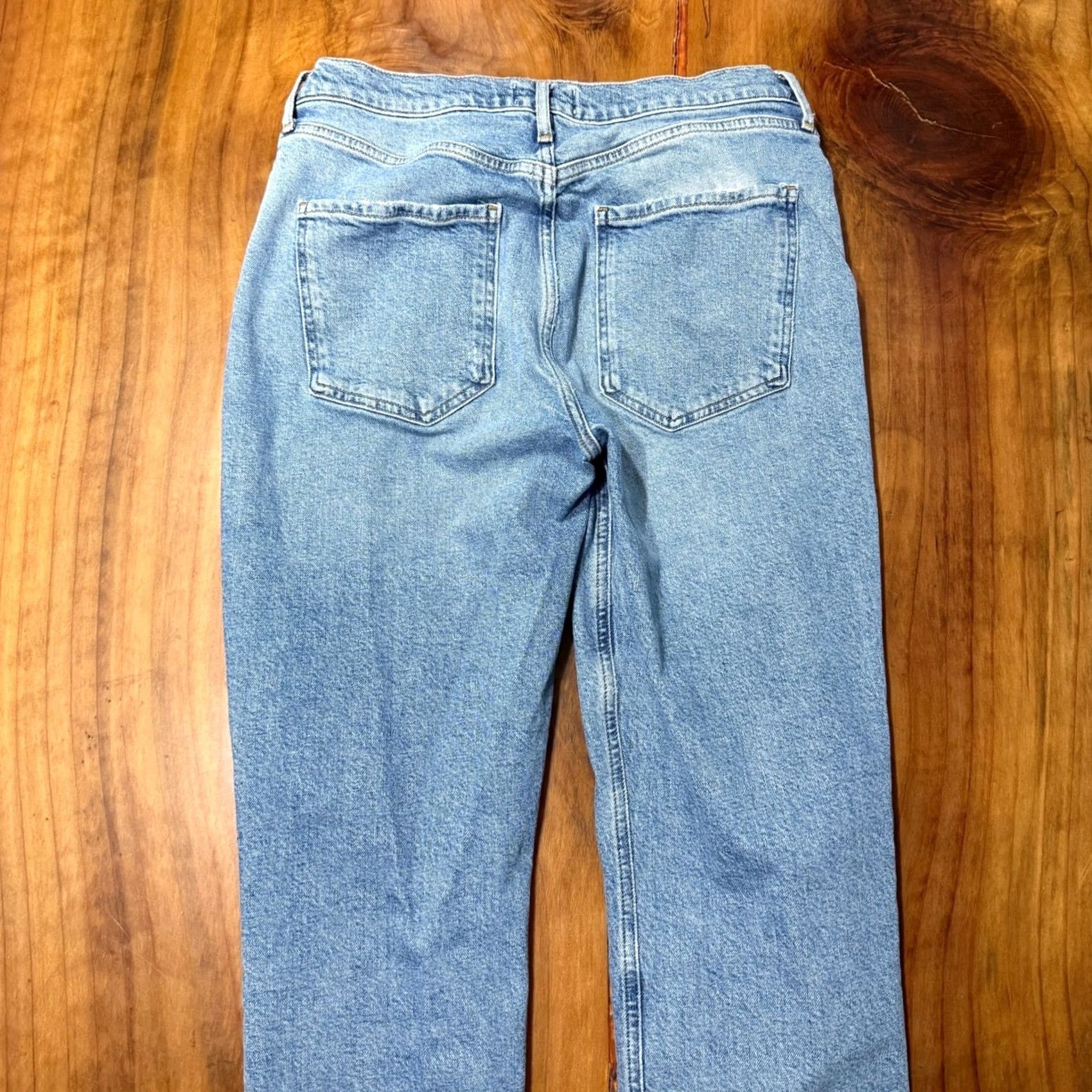 Agolde AGOLDE Jeans Riley Long 30 Denim Organic Cotton Button Fly Distressed 90s Womens Jeans 30 Blue ZZ23 Size 30" / US 8 / IT 44 - 8 Thumbnail