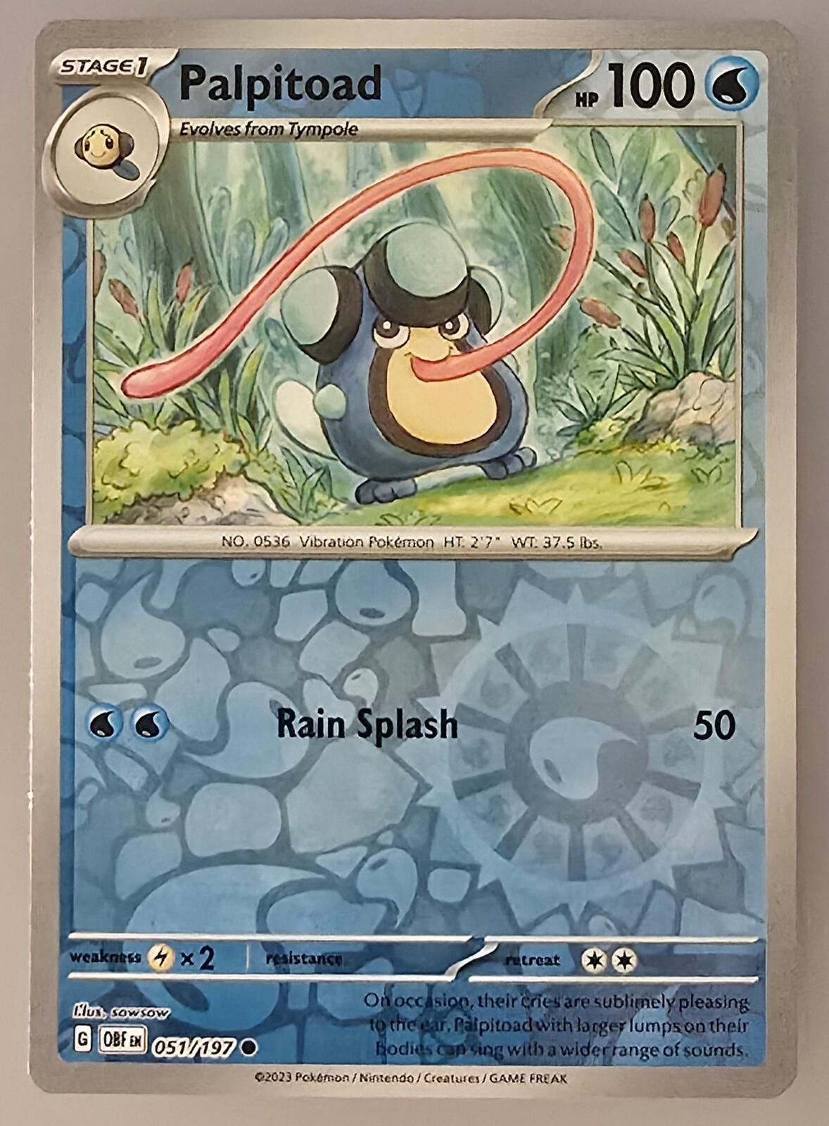 Pokemon Palpitoad 051/197 Reverse Holo from Obsidian Flames Size ONE SIZE - 1 Thumbnail