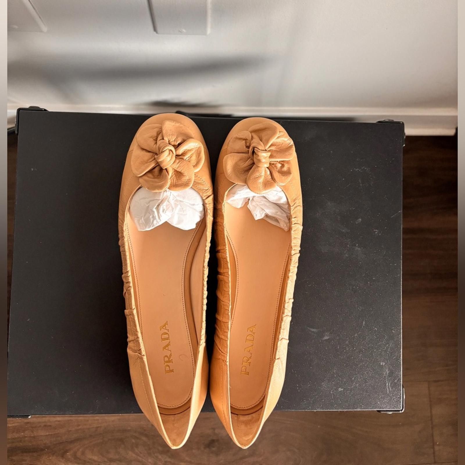 Prada Prada Women's Tan Ballet Flats Size US 9.5 / IT 39.5 - 1 Thumbnail