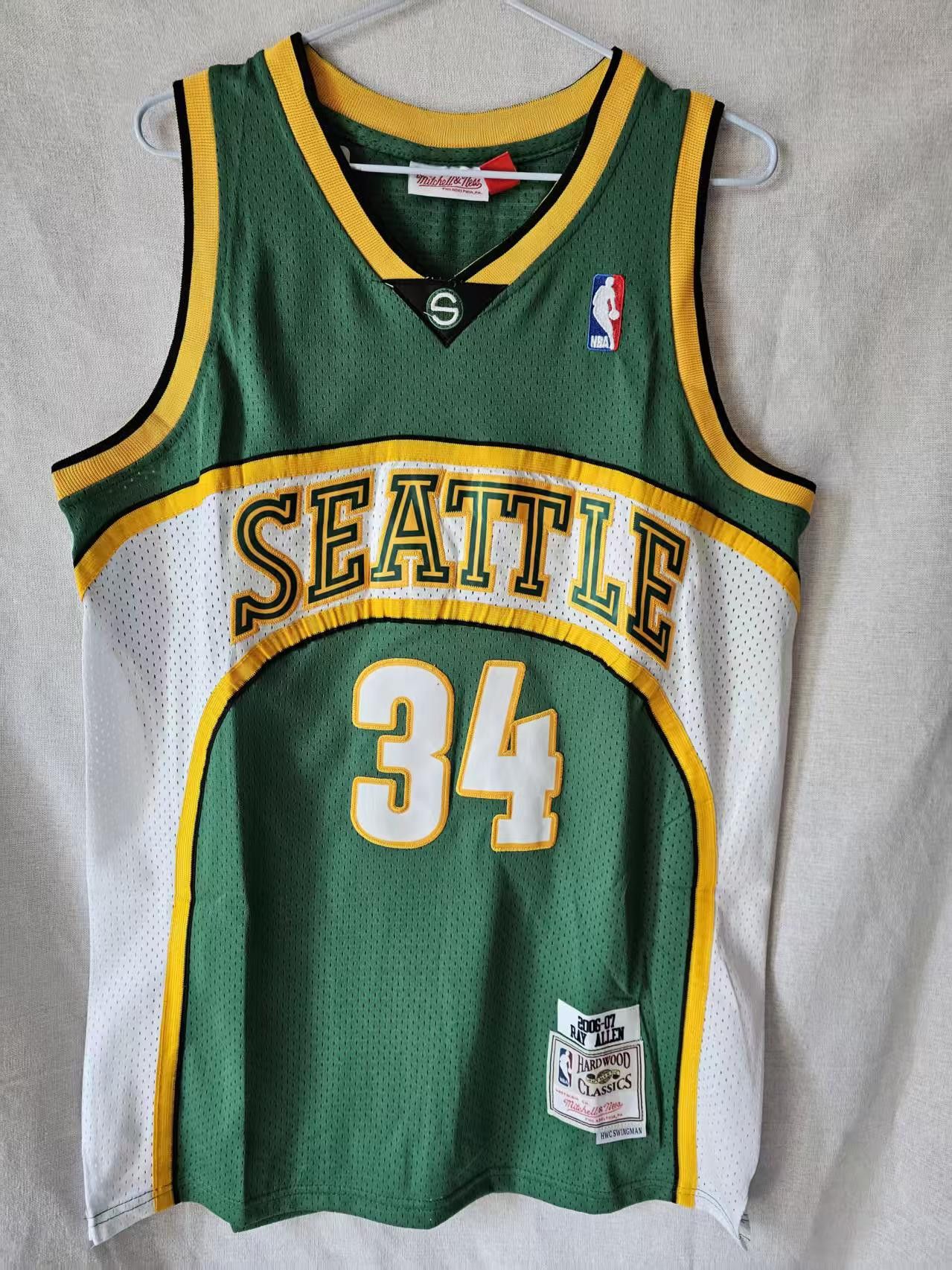 NBA Seattle SuperSonics #34 Ray Allen White Throwback Jersey