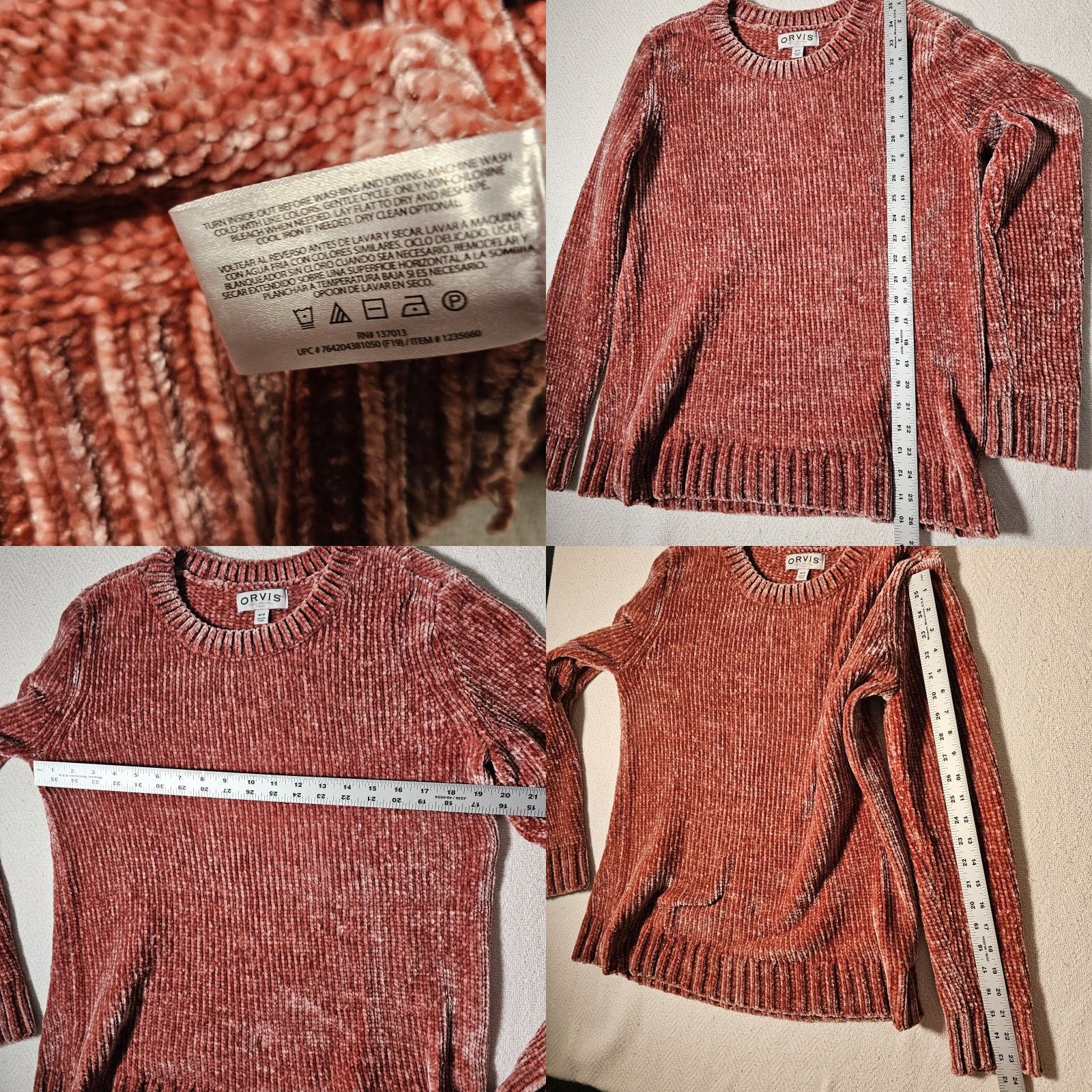 Orvis Orvis Women's Mauve Dusty Pink Crew Neck Long Sleeve Chenille Sweater M - 100% Polyester Knit Pullover Size M / US 6-8 / IT 42-44 - 8 Thumbnail