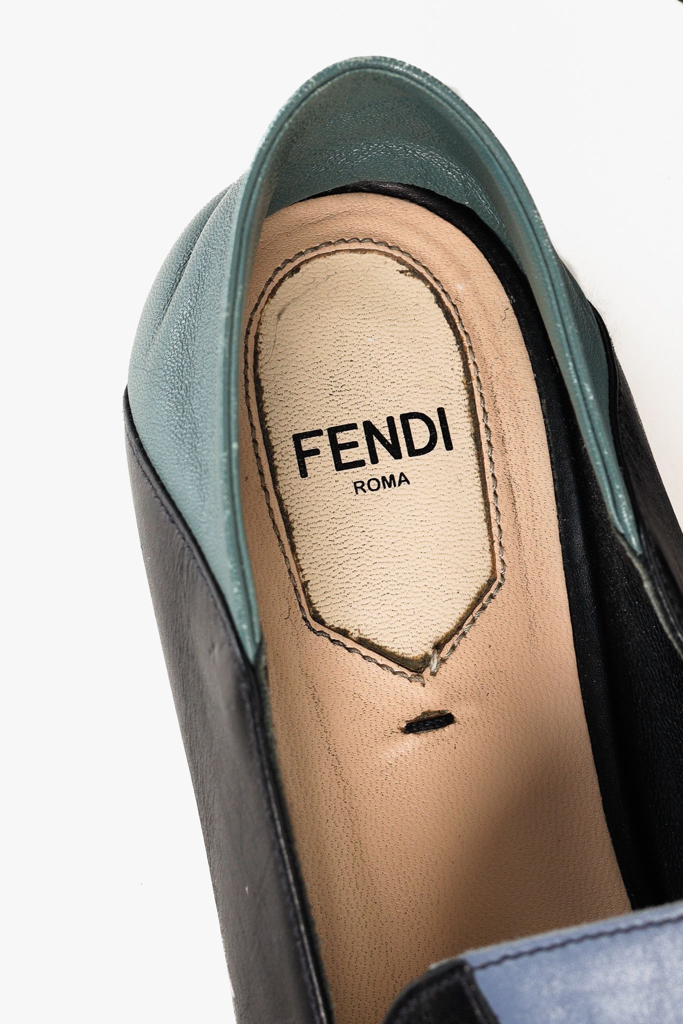 Fendi Fendi Monster Thunderbolt Eye Black Silver Studded Loafers Size US 5.5 / IT 35.5 - 9 Thumbnail