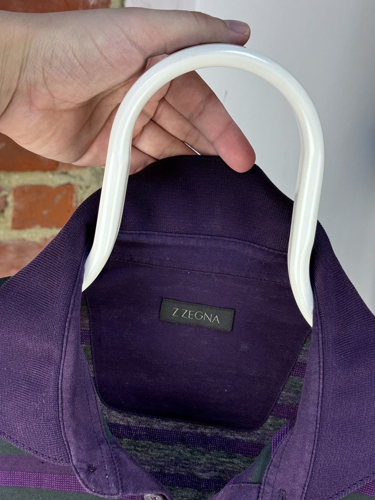 Designer × Ermenegildo Zegna × Z Zegna Ermenegildo Z Zegna Purple Striped Short Sleeve Polo Shirt Size US M / EU 48-50 / 2 - 7 Thumbnail
