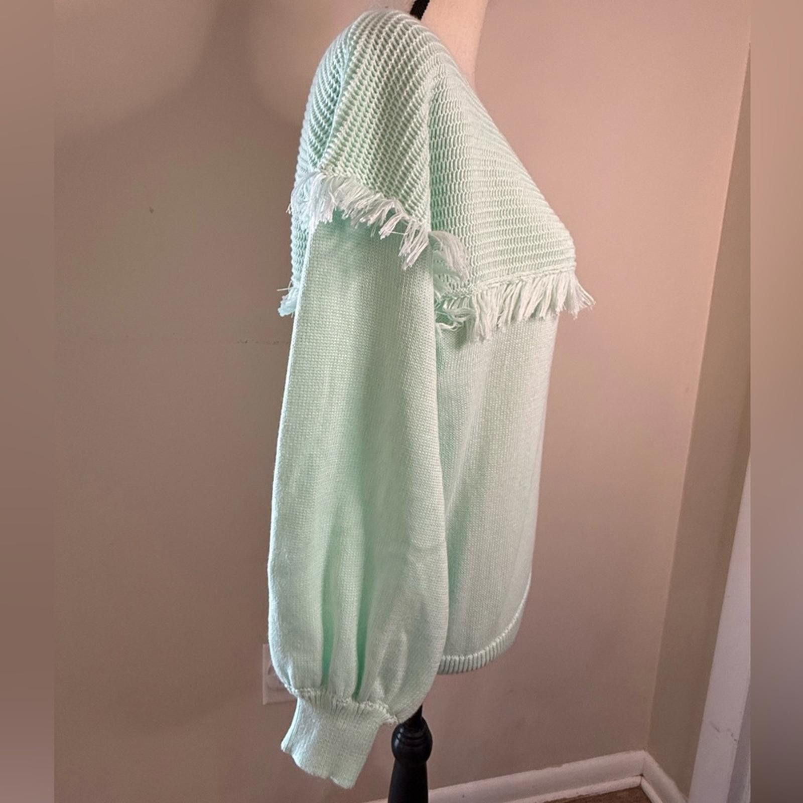 Other Grace + Karma mint green sweater fringe ribbed SZ SM Size S / US 4 / IT 40 - 2 Thumbnail
