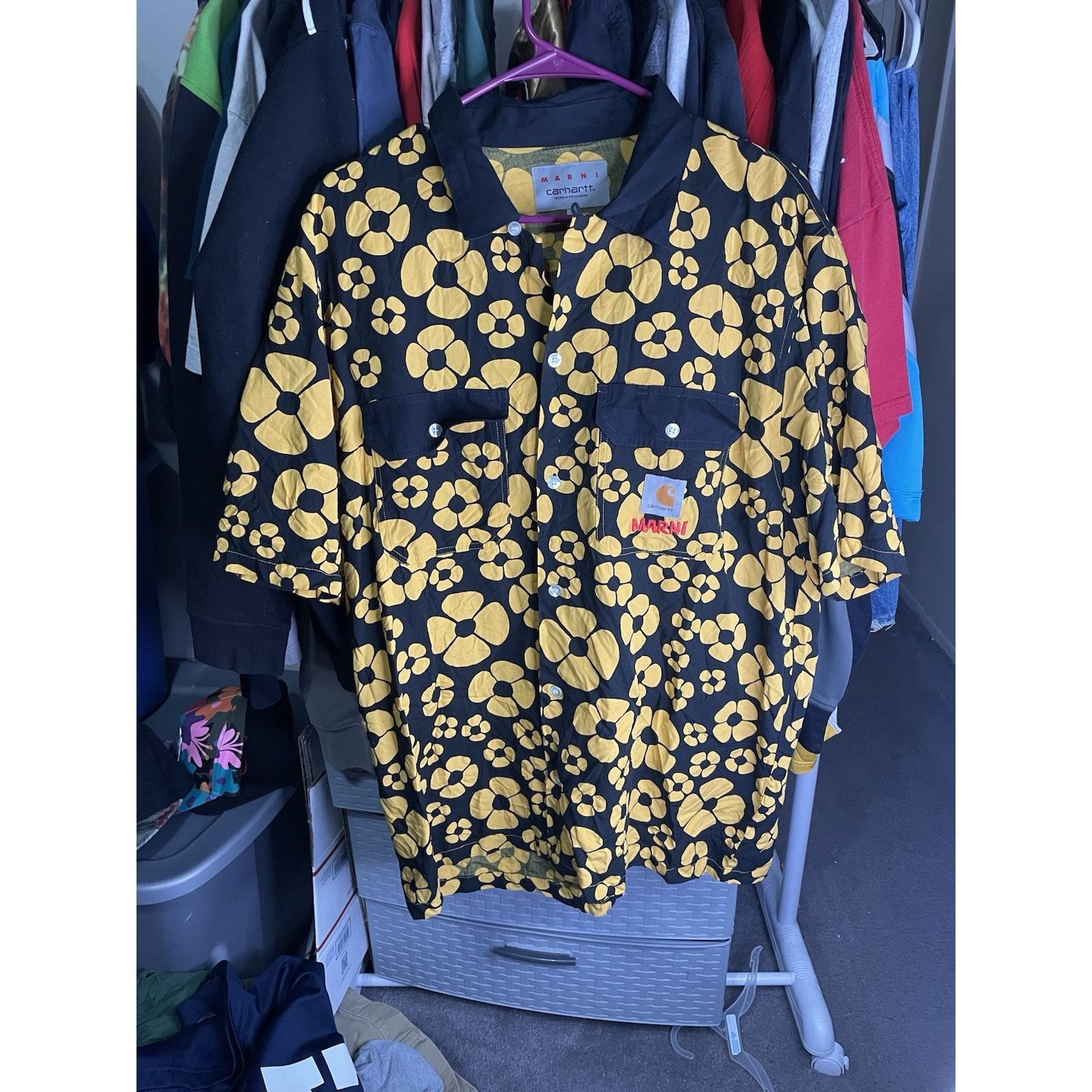 Carhartt Size L -Carhartt × MARNI S MASTER SHIRT Short Sleeve Floral Size US L / EU 52-54 / 3 - 1 Thumbnail