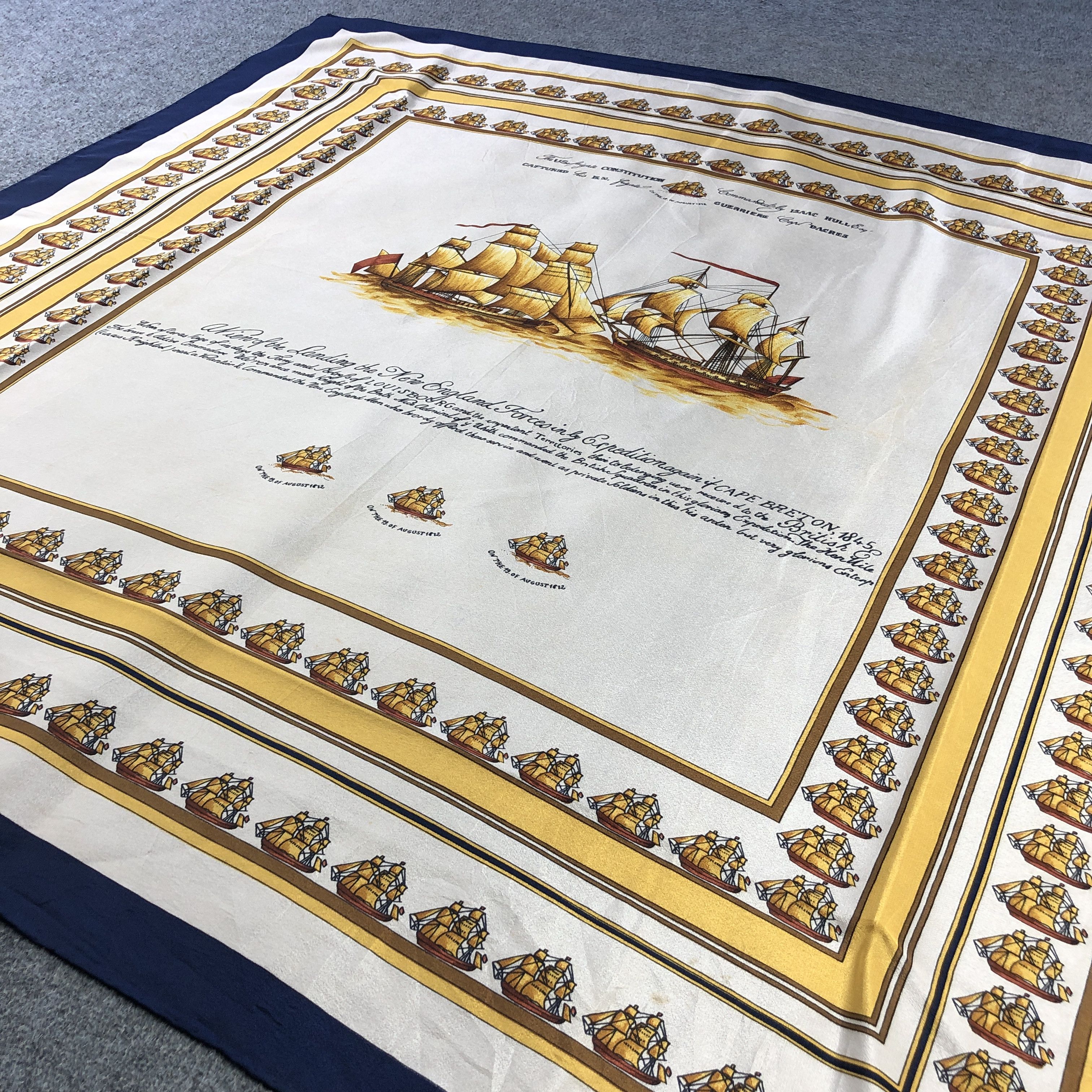 Vintage New England Forces Ships Silk Scarf M1377 Size ONE SIZE - 3 Thumbnail
