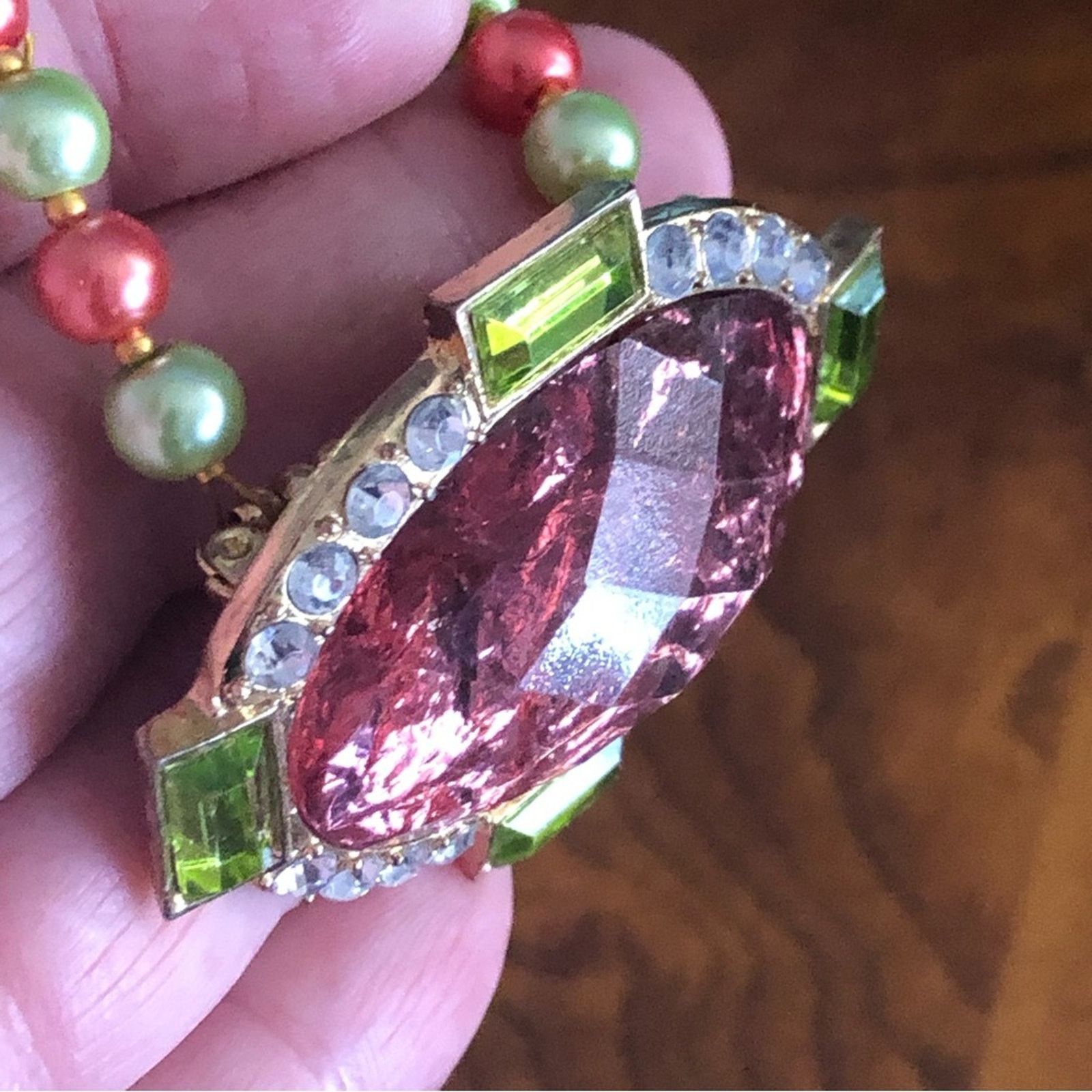 Handmade Handcrafted repurpose oval dome crackle glass Pearl necklace Size ONE SIZE - 10 Thumbnail