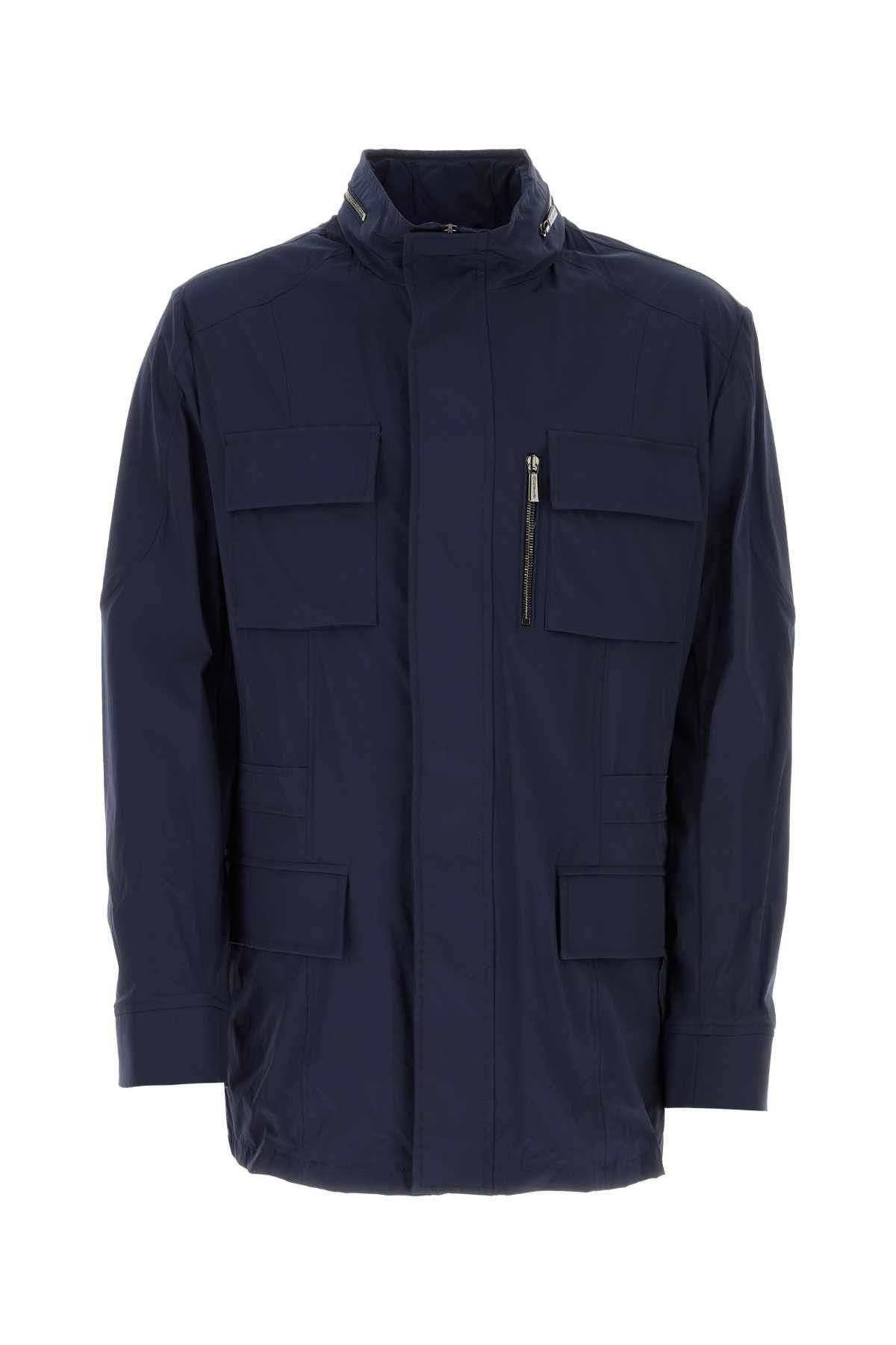 image of Moorer Navy Blue Nylon Manolo Jacket, Men's (Size Large)