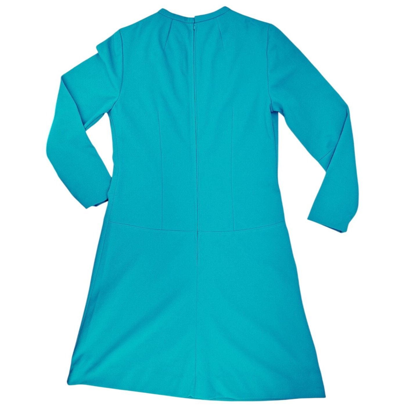Handmade Vintage Handmade Turquoise Long-Sleeve A-Line Dress Keyhole Size M / US 6-8 / IT 42-44 - 3 Thumbnail