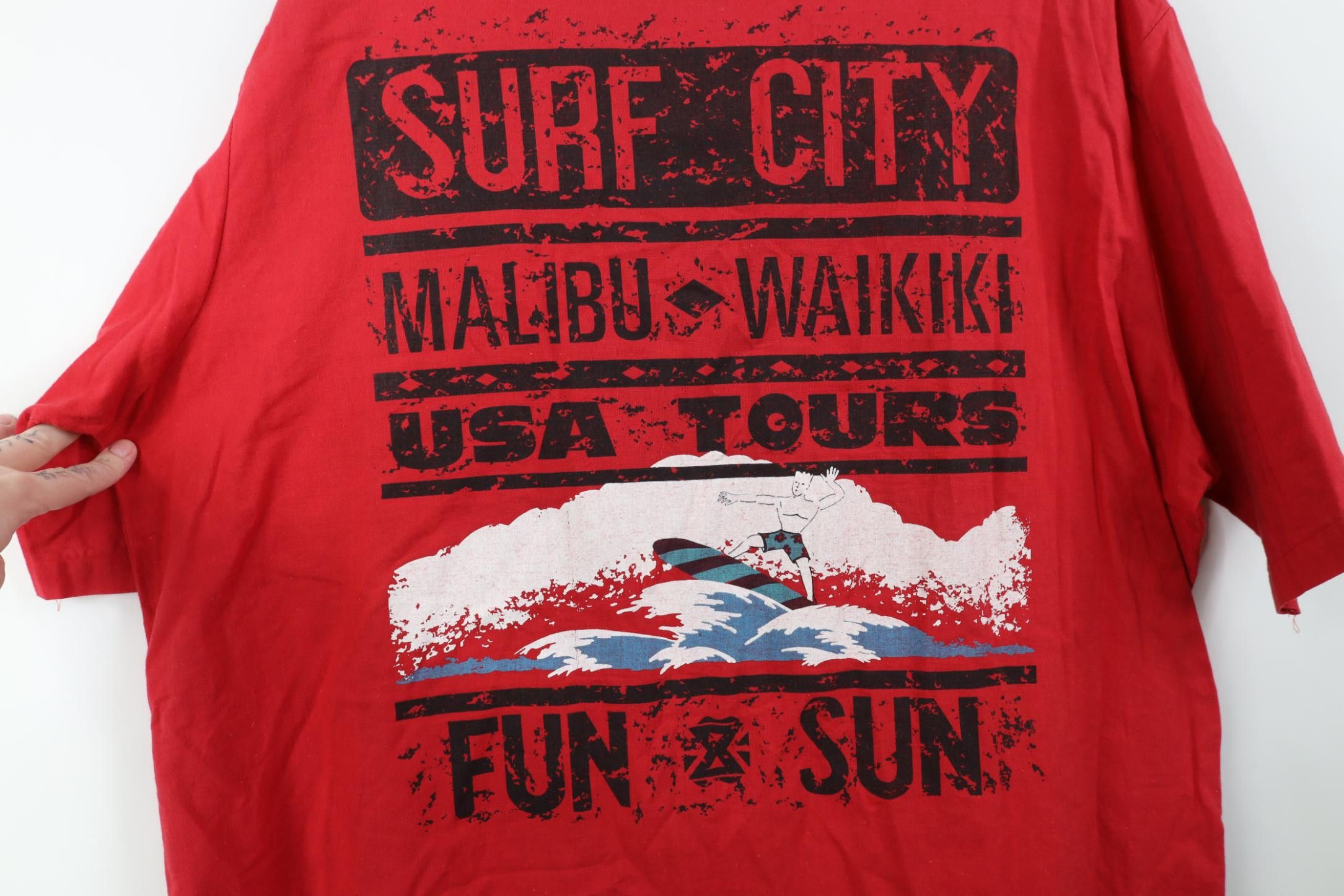 Vintage Vintage 80s 90s Surfing Camp Collar Button Shirt Red USA Size US L / EU 52-54 / 3 - 12 Thumbnail
