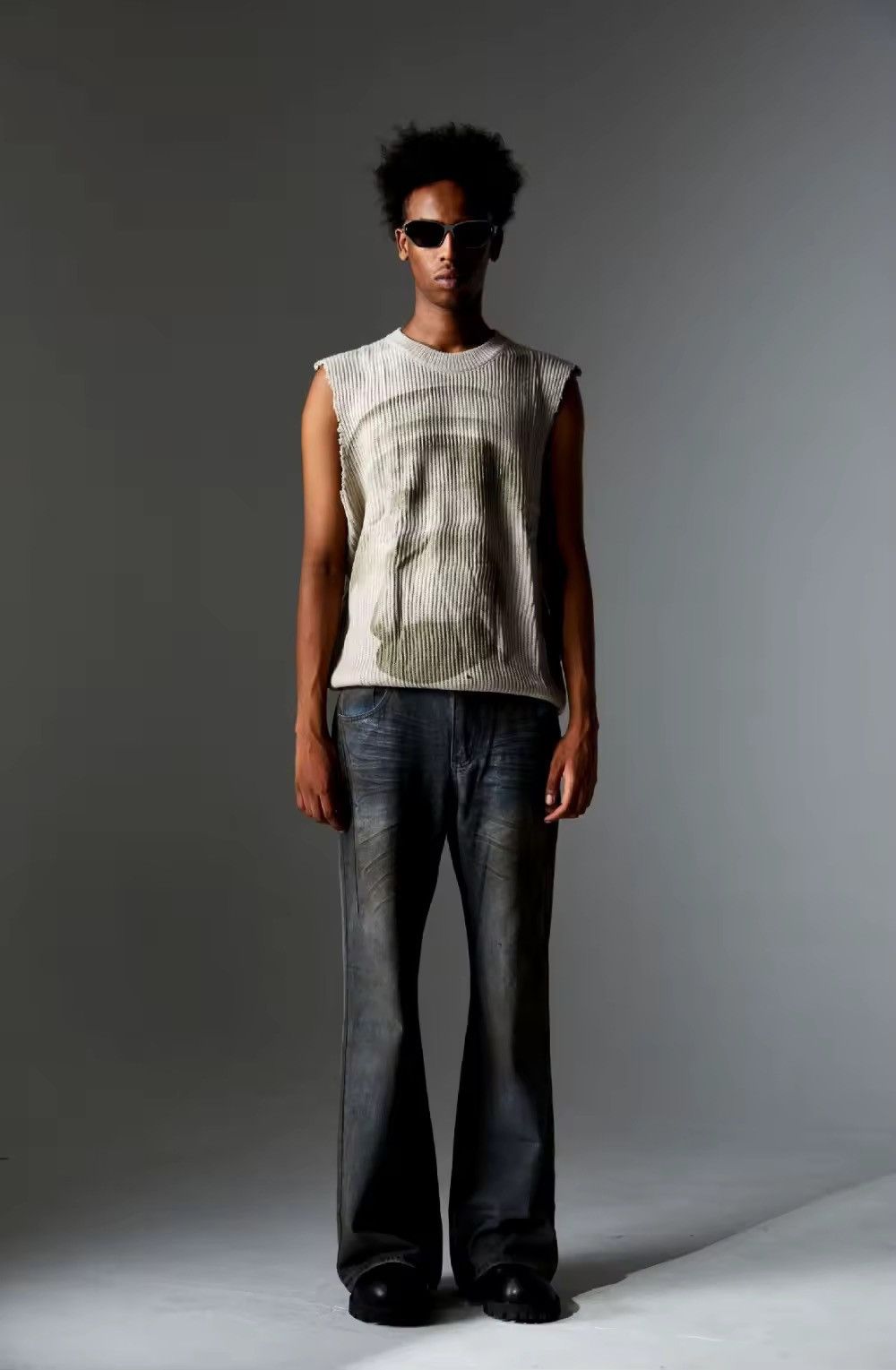 Designer Streetwear Design Distressed Dirty Y2k Jeans Pants Size US 35 - 5 Thumbnail
