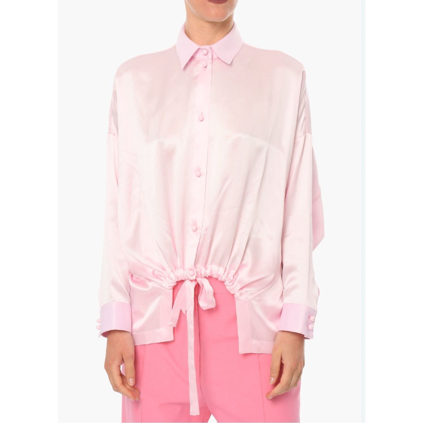 Emporio Armani EMPORIO ARMANI DRAWSTRING SILK SHIRT blouse size tag missing fit Medium Large Size M / US 6-8 / IT 42-44 - 1 Thumbnail