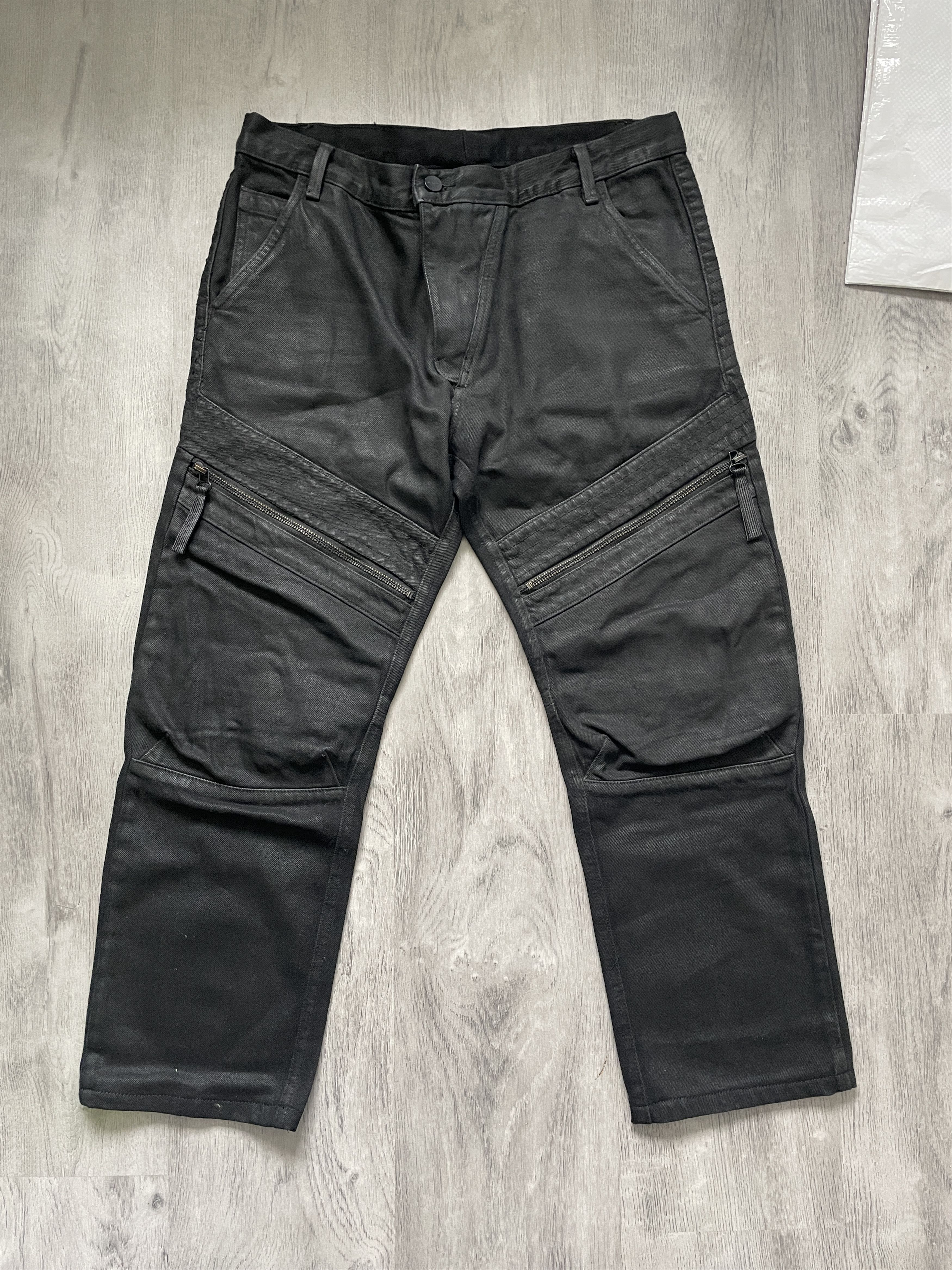 Helmut Lang HELMUT LANG HEAVY BLACK WAXED BIKER SLIM FIT JEANS Size US 32 / EU 48 - 1 Thumbnail