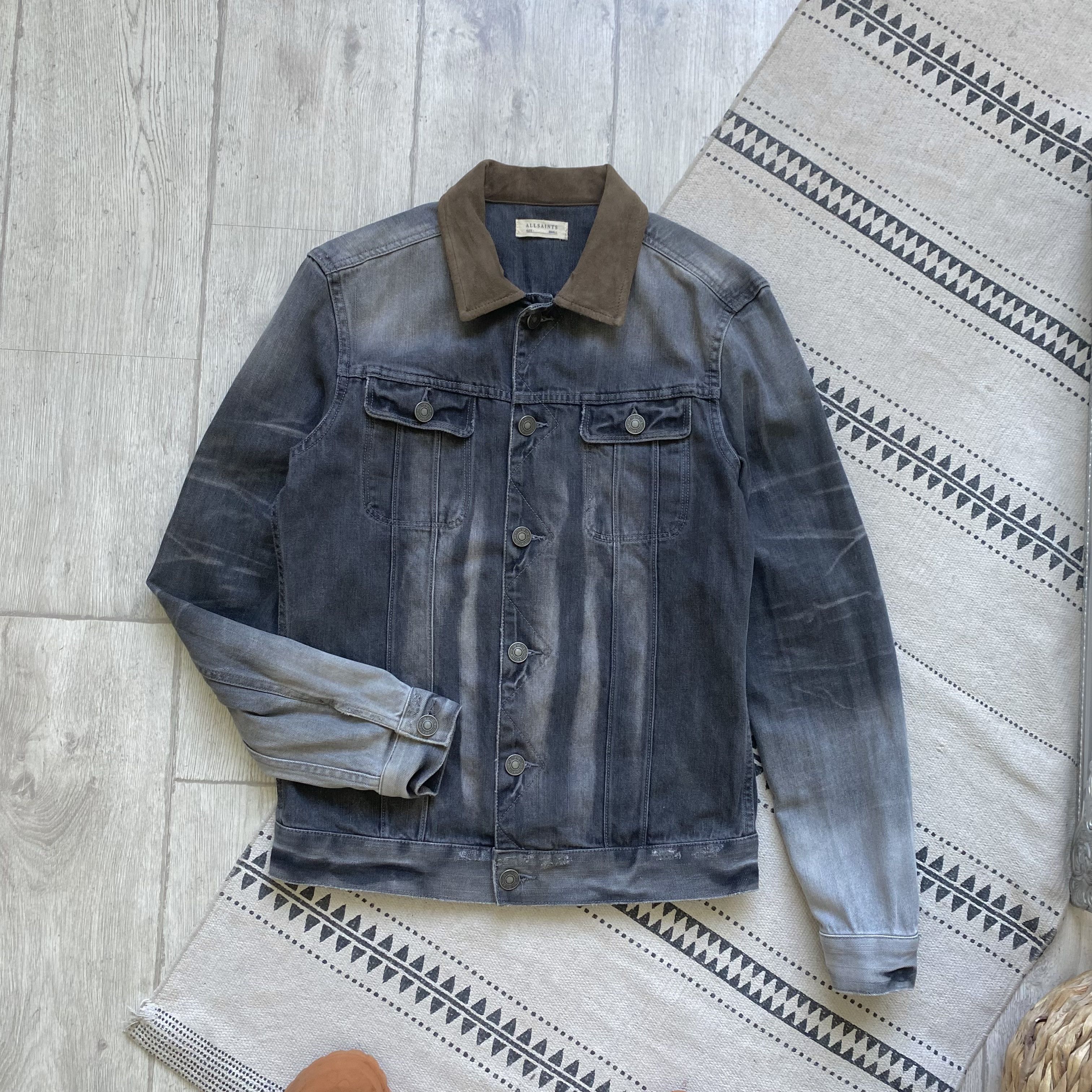 Allsaints ALLSAINTS Denim jacket suede neck Faded Garay Size US S / EU 44-46 / 1 - 7 Thumbnail