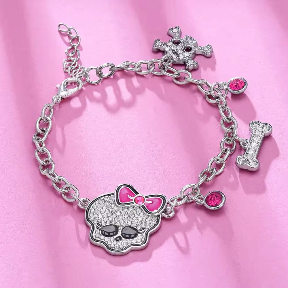 Japanese Brand × Vintage Pink Halloween Skeleton Charm Bracelet Size ONE SIZE - 4 Thumbnail