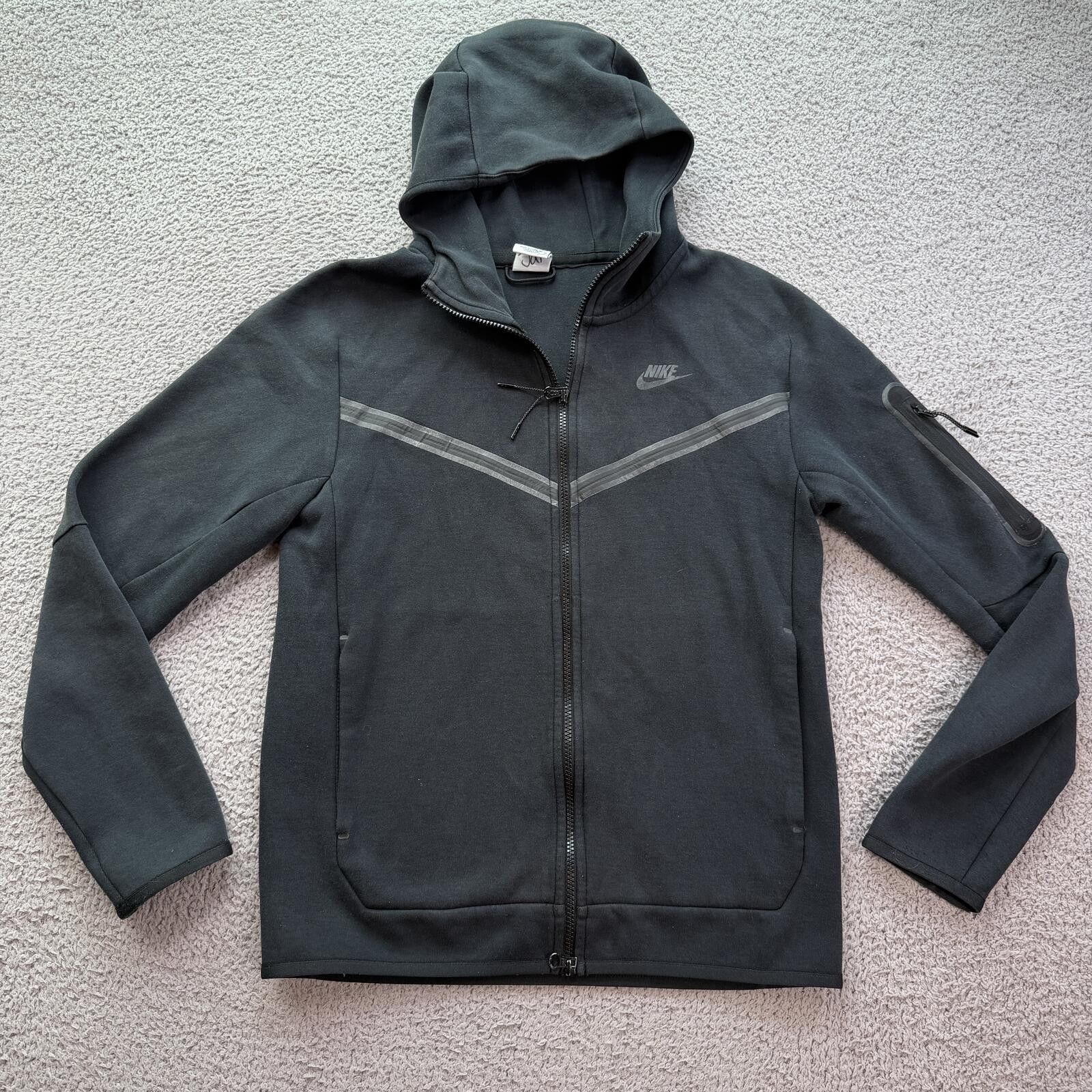 Nike Tech Fleece Full Zip Hoodie Jacket Black S Sleeve