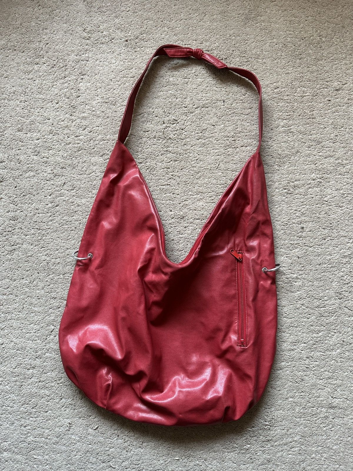 Japanese Brand 1990s BASARA TYO Red Leather Slouchy Hobo Sling Bag Size ONE SIZE - 1 Thumbnail