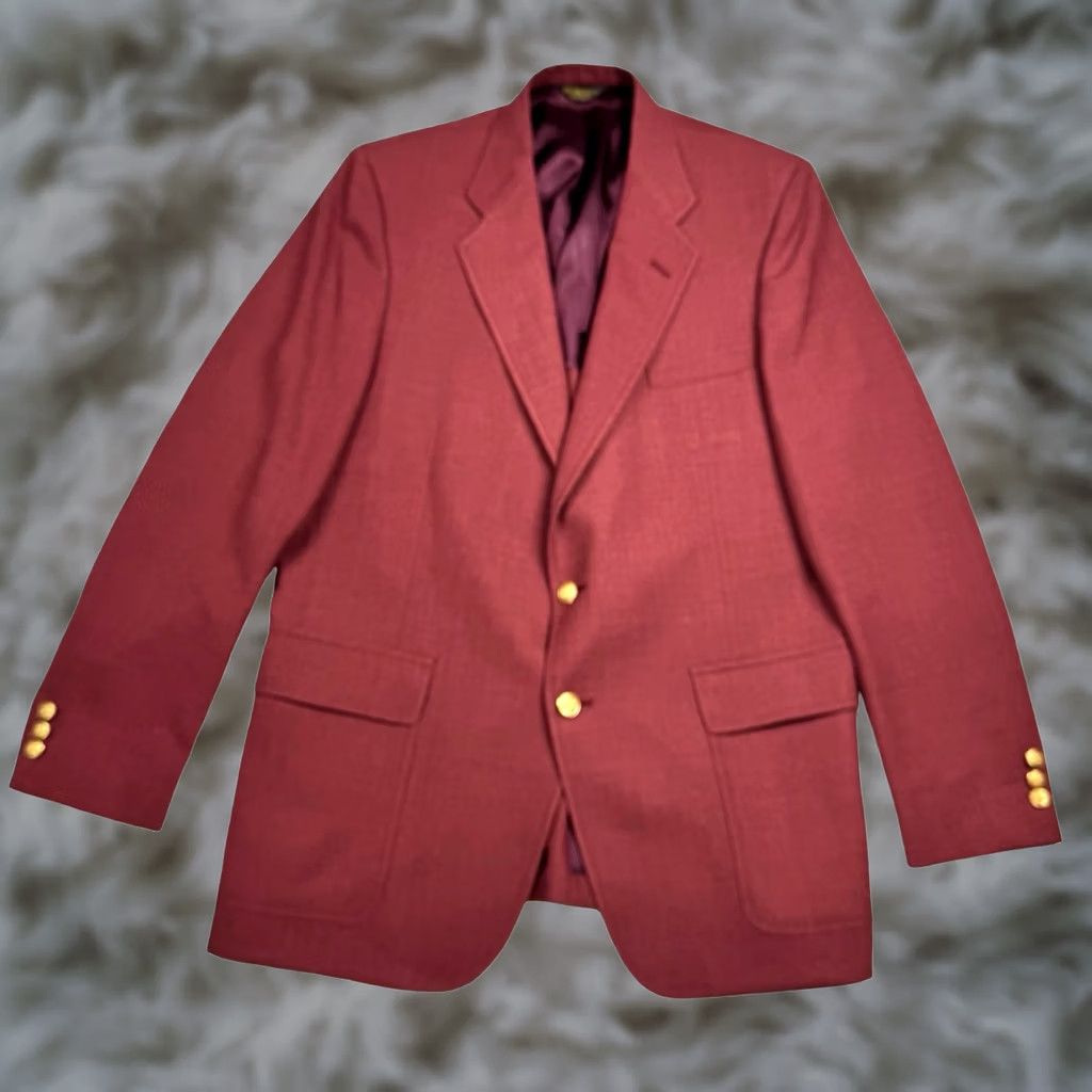 Vintage VINTAGE Palm Beach Jacket Blazer Men’s 46R Red 2-Button Gold Buttons 1960's Size 46R - 1 Thumbnail