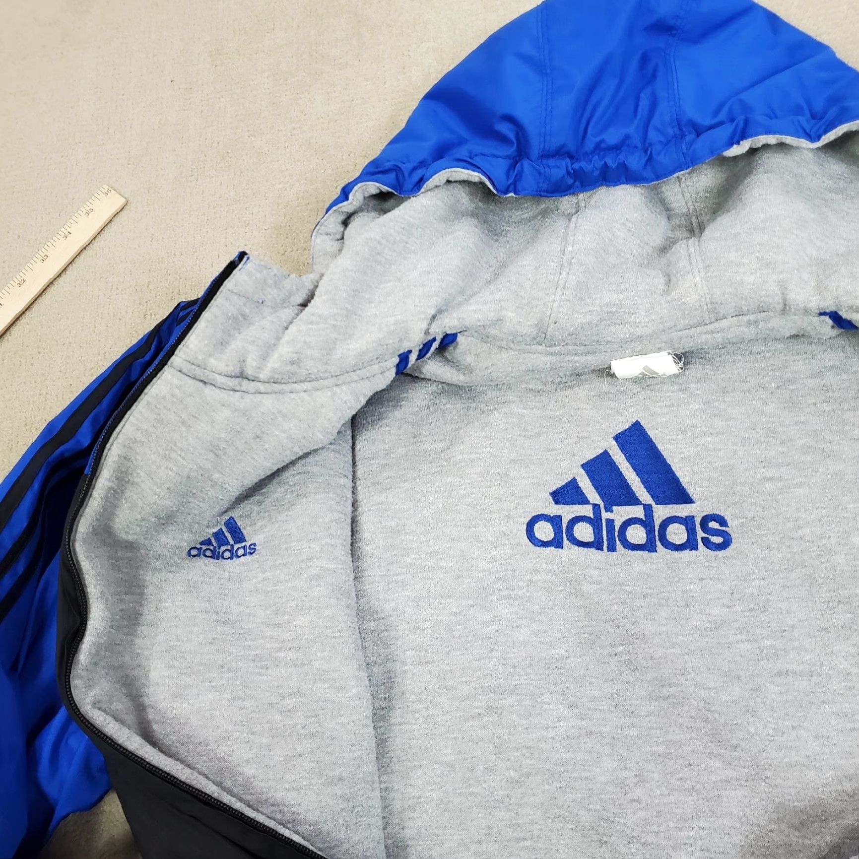 Adidas VINTAGE Adidas Jacket Mens L Black Blue Reversible Coat Sweatshirt 90s Y2K Size US L / EU 52-54 / 3 - 3 Thumbnail
