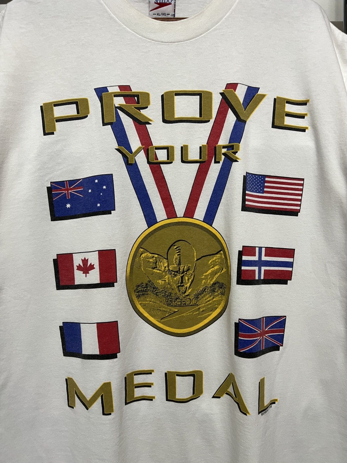 Speedo Vintage 90s Speedo "Prove Your Medal" Olympic Graphic Tee Size US XL / EU 56 / 4 - 4 Thumbnail