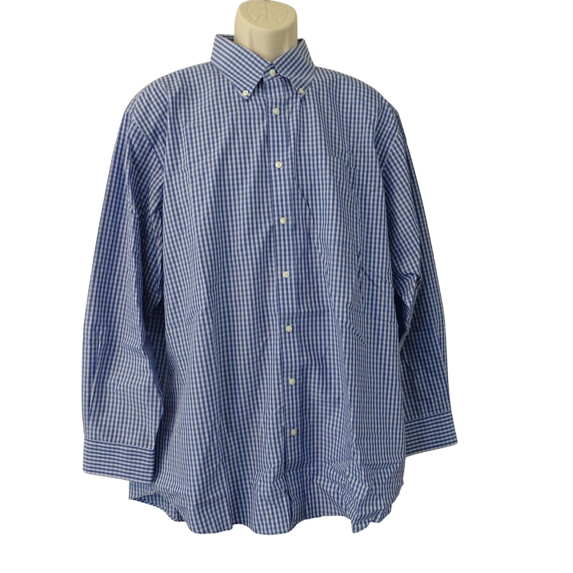 Nordstrom Nordstrom Dress Shirt Blue Plaid Wrinkle Free Size 17.5 Size US XL / EU 56 / 4 - 1 Thumbnail