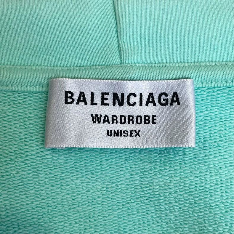 Balenciaga Balenciaga Mint Green Logo Embroidered Hooded Sweatshirt S Size US M / EU 48-50 / 2 - 6 Thumbnail