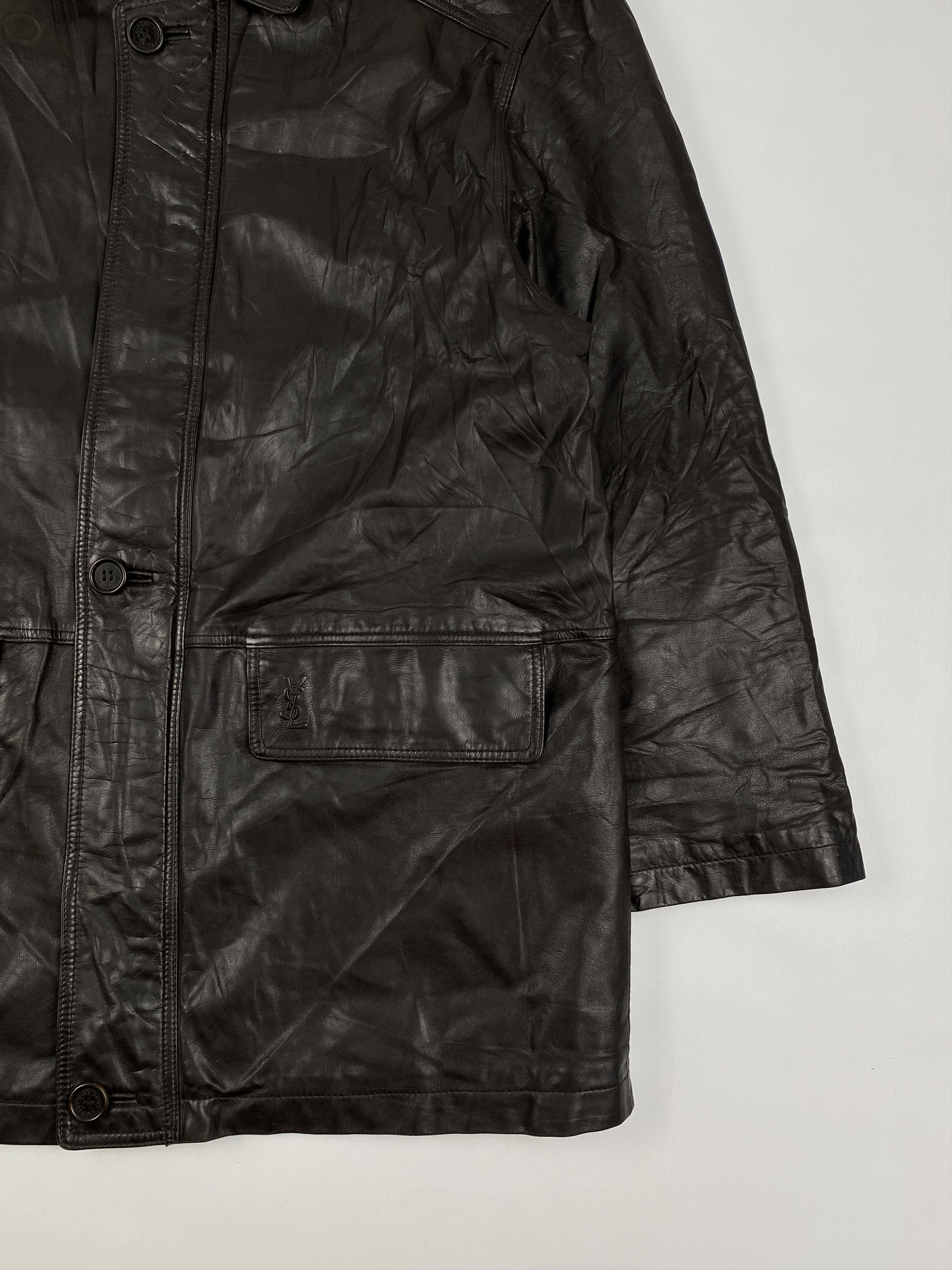 Yves Saint Laurent Leather Car Coat Jacket Size US L / EU 52-54 / 3 - 8 Thumbnail