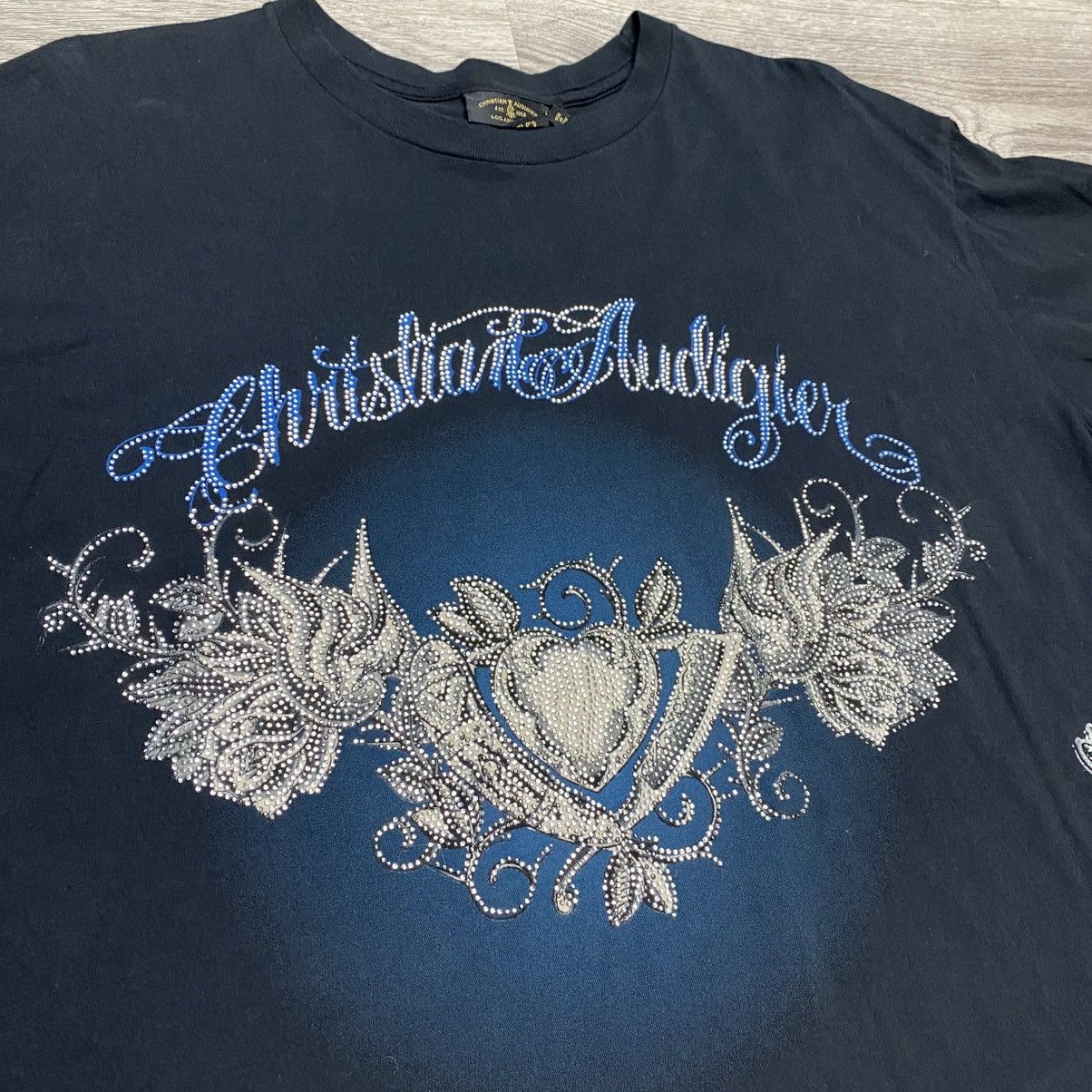 Christian Audigier Vintage Y2K Christian Audigier Rhinestone T-Shirt Size 2XL Size US XXL / EU 58 / 5 - 4 Thumbnail