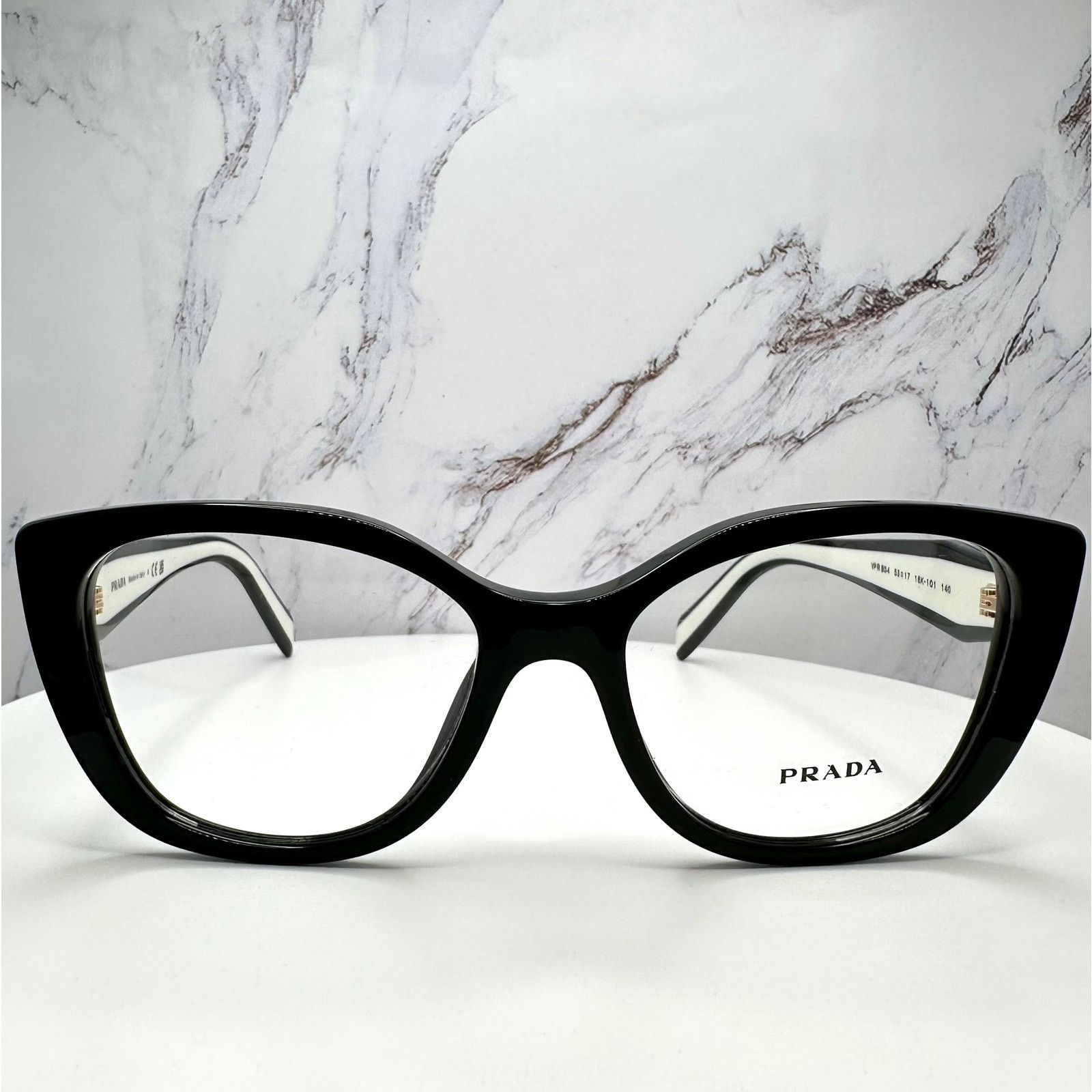 Prada New PRADA Eyeglasses Cat Eye Black White Gold 53-17-140 Size ONE SIZE - 2 Thumbnail