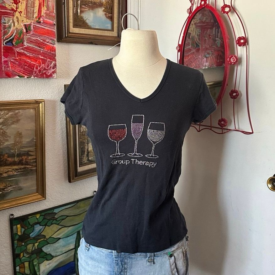 Other bella black grouo therapy wine bedazzled shirt Size L / US 10 / IT 46 - 1 Thumbnail