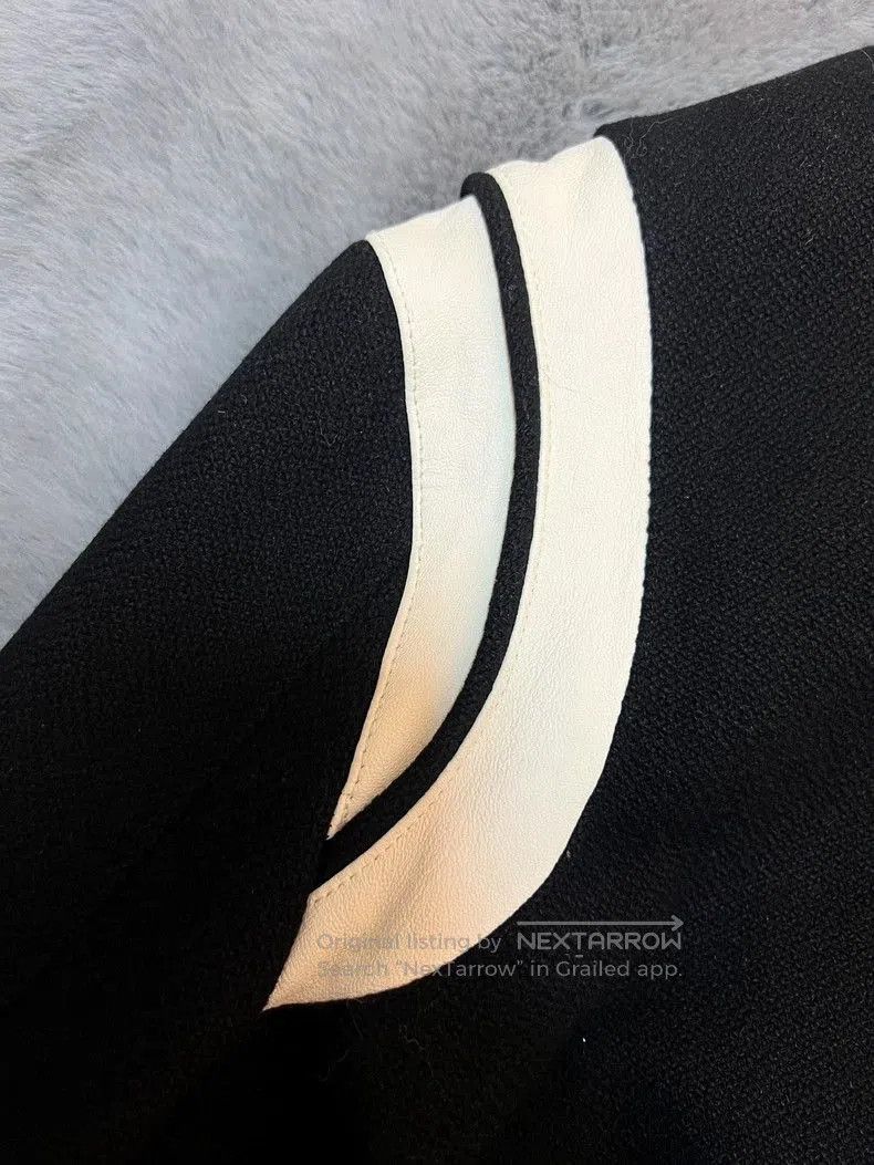 Hedi Slimane Saint Laurent Black and White Patchwork Leather Wool Baseba Size US M / EU 48-50 / 2 - 8 Thumbnail