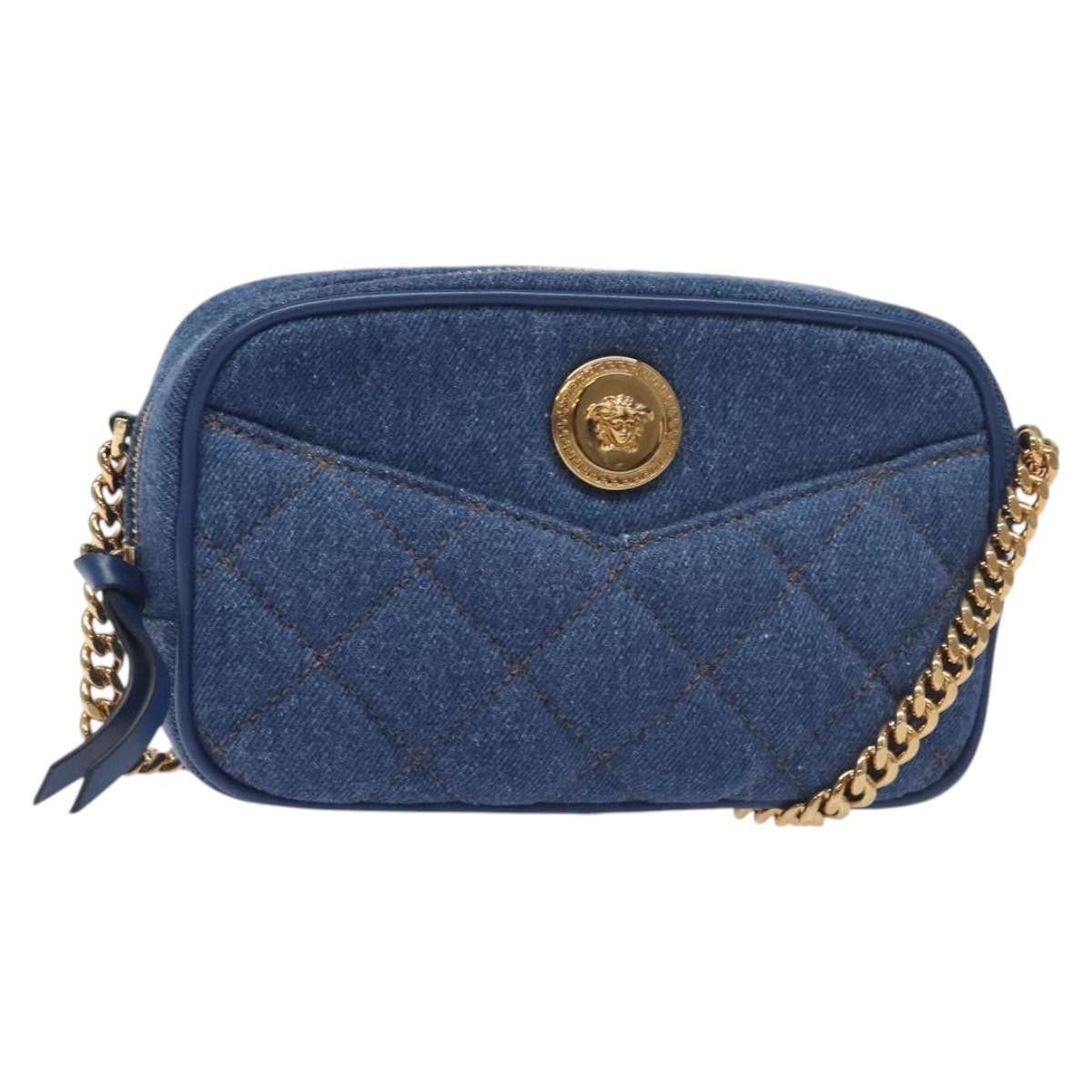 Versace Versace Medusa Icon Front Slip Pocket Camera Bag Quilted Denim Size ONE SIZE - 1 Thumbnail