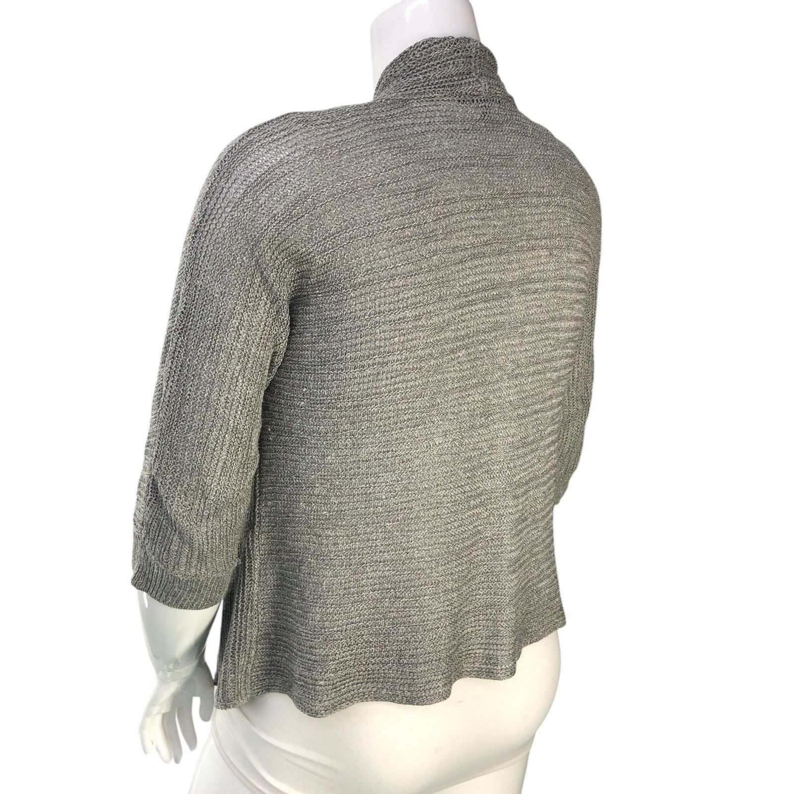Eileen Fisher Eileen Fisher Size L Cardigan Open Front Linen Silk Gray Size L / US 10 / IT 46 - 6 Thumbnail