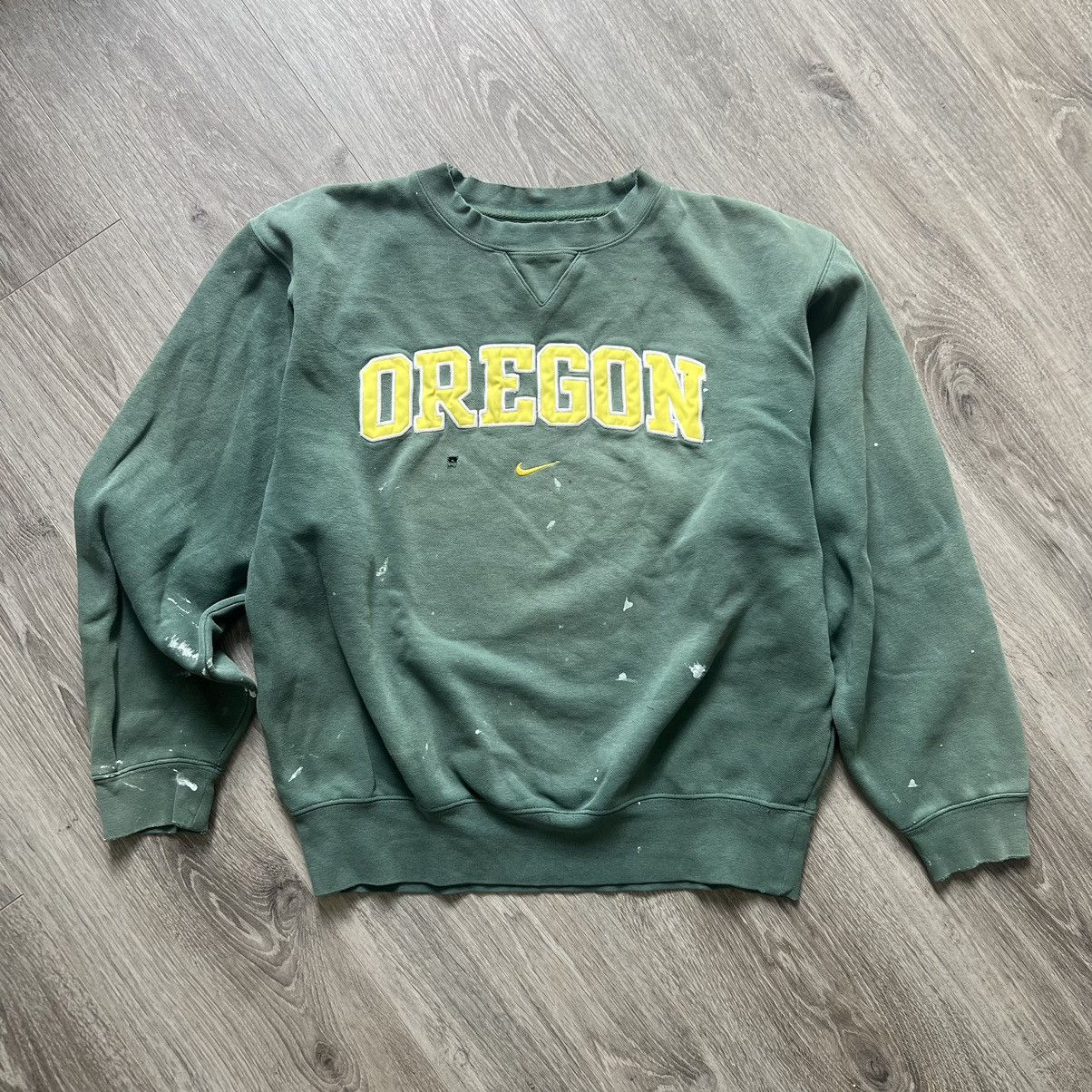 image of American College x Nike Vintage Nike Ducks Sweater Paint Splatter in Green, Men's (Size Medium)