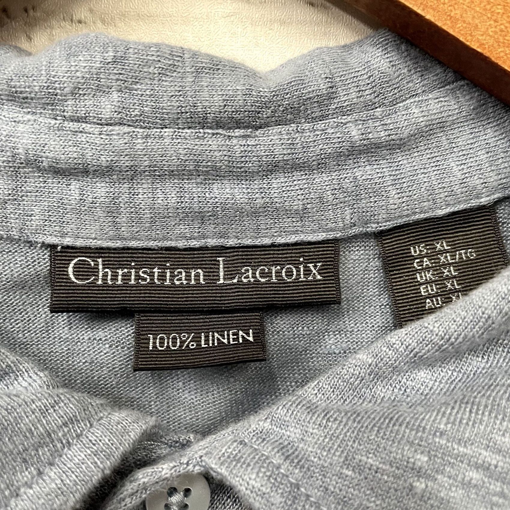 Christian Lacroix Christian Lacroix Polo Shirt Mens XL 100% Linen Blue Polo Shirt XL Mens Blue 100% Linen Size US XL / EU 56 / 4 - 4 Thumbnail