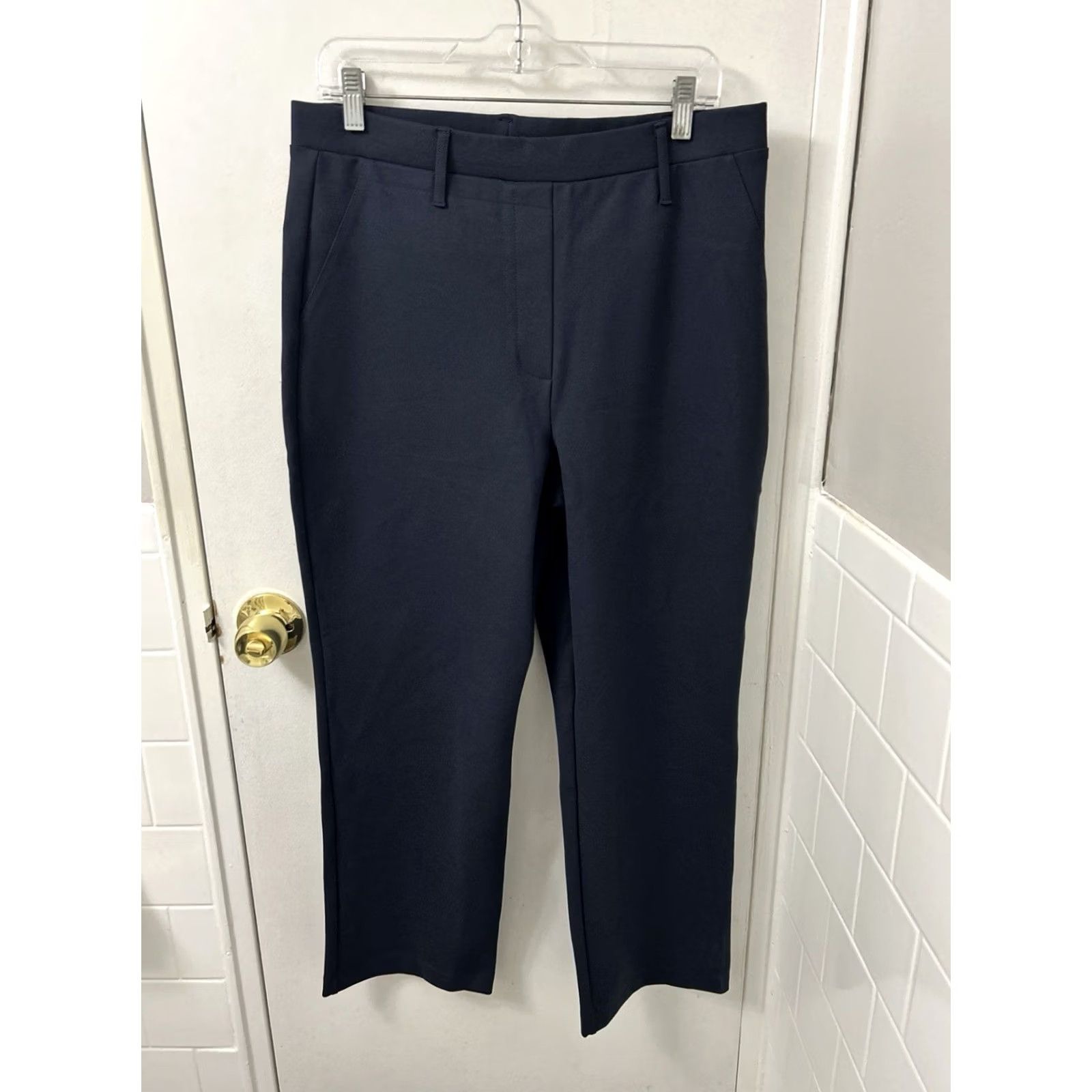 Quince Quince Pants Womens Large 32x26 Navy Ultra-Stretch Ponte Straight Leg NWT Size 36" / US 14 / IT 50 - 2 Thumbnail