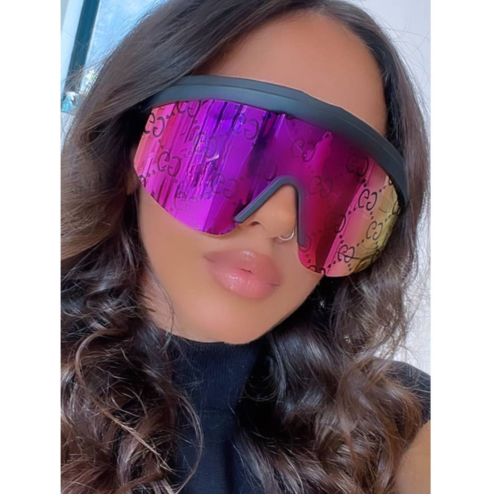 image of New Gucci Gg1477S Pink Logo Mask Shield Sunglasses, Men's