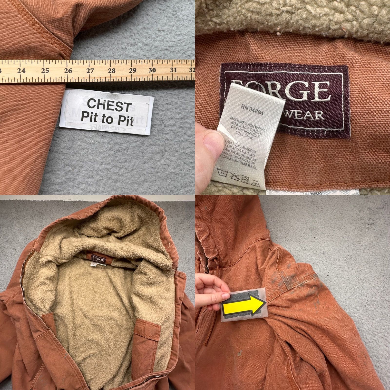 Vintage VINTAGE Forge Workwear Jacket Duck Canvas Sherpa Lined Full Zip Mens Large Brown Orange Bomber Jacket Mens Size US L / EU 52-54 / 3 - 8 Thumbnail