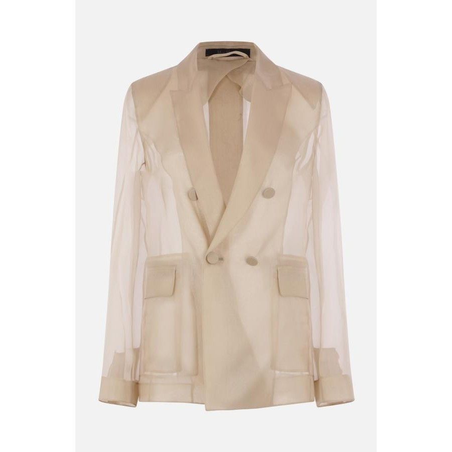 Max Mara MAX MARA Sand Silk Organza Double-Breasted Jacket New & Auth Size M / US 6-8 / IT 42-44 - 1 Thumbnail