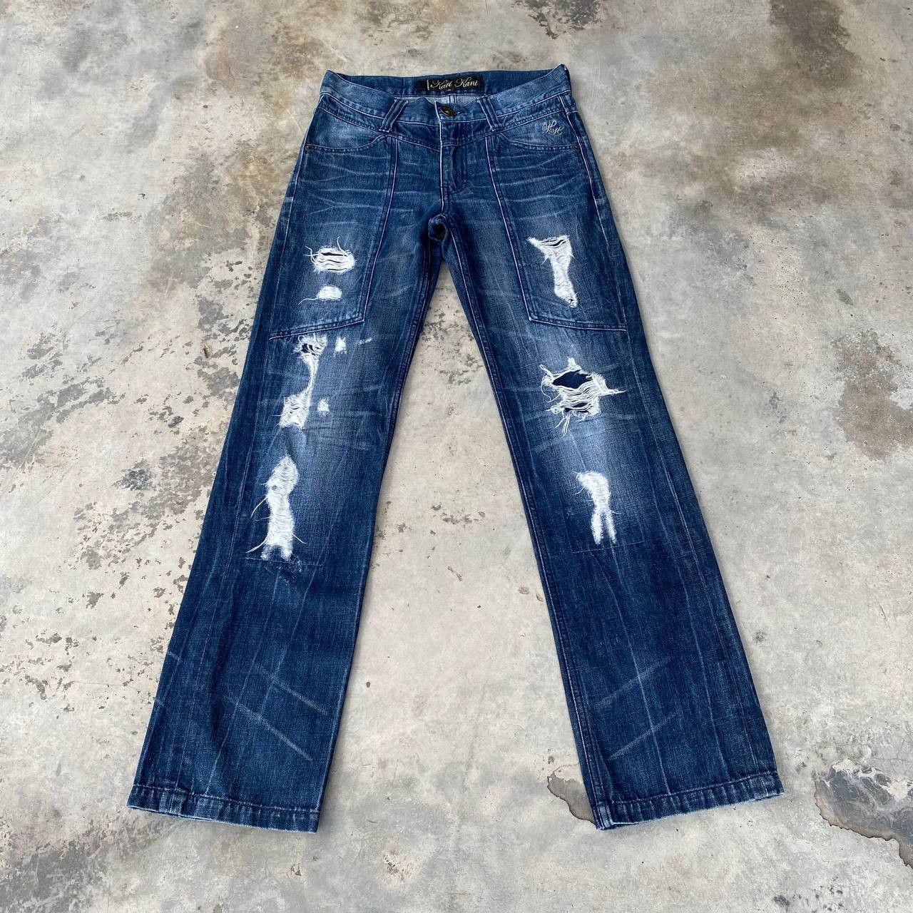 Karl Kani BJ05-25 KARL KANI DISTRESSED REPAIRED DENIM TIGER-CLAW MARK Size US 30 / EU 46 - 1 Thumbnail