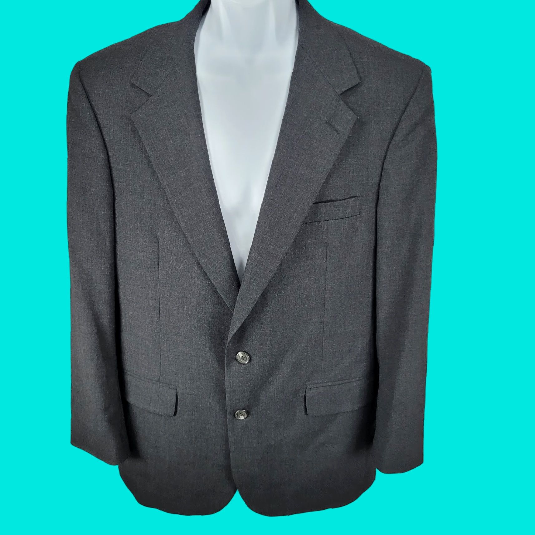 Vintage VINTAGE Perlis Men’s Grey Wool Blazer Suit Coat Size 42 Classic Two-Button Notch Vented Size 42R - 1 Thumbnail