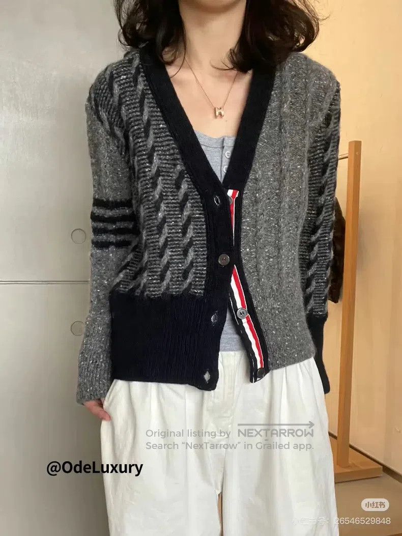 Thom Browne Thom Browne Grey Patchwork Wool Open Cardigan Jacket Size US S / EU 44-46 / 1 - 4 Thumbnail
