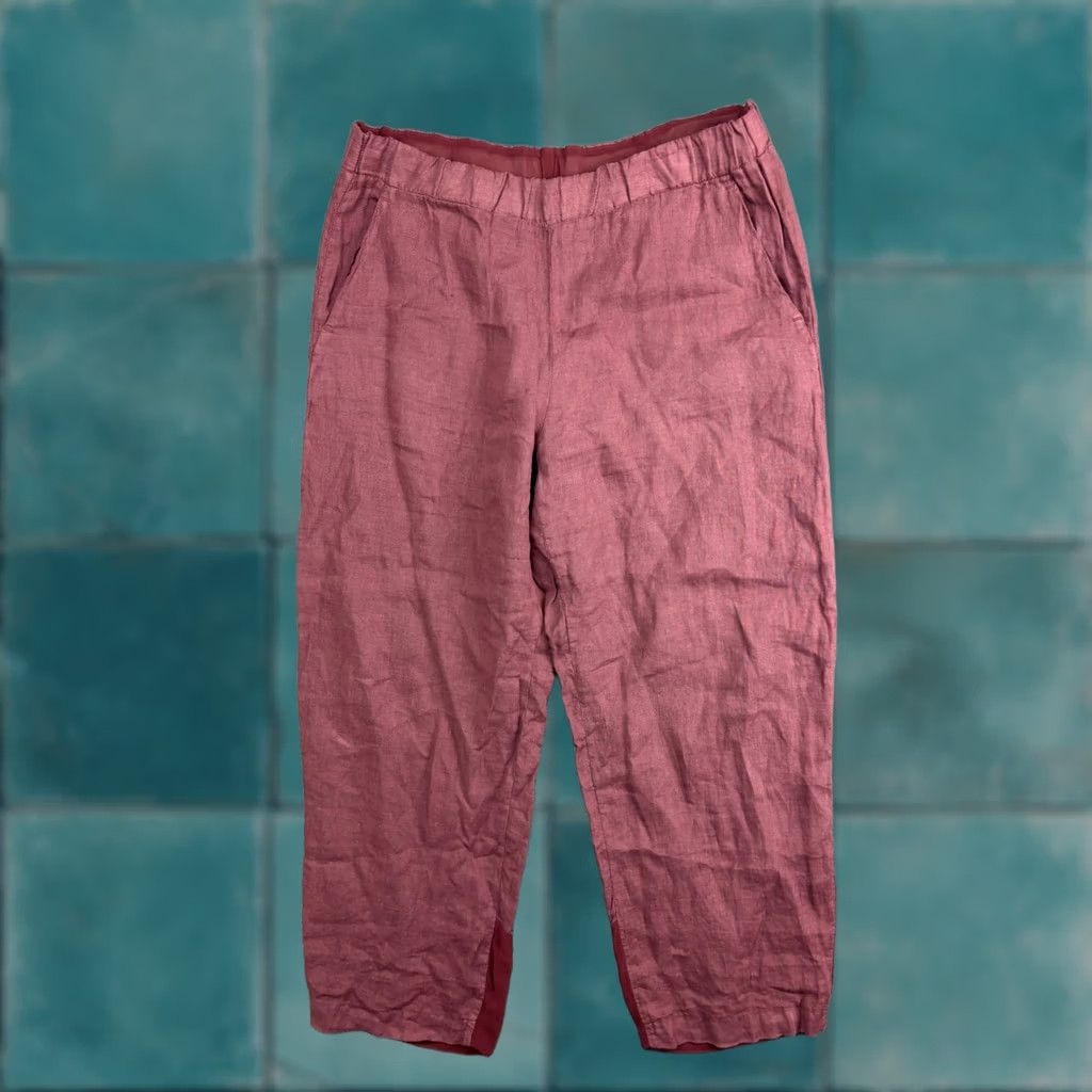 Vintage VINTAGE? No — Transit par-such Purple Linen Crop Pants Womens 2 Elastic Waist Tapered Pockets Cropped Casual Spring Summer Size 26" / US 2 / IT 38 - 1 Thumbnail