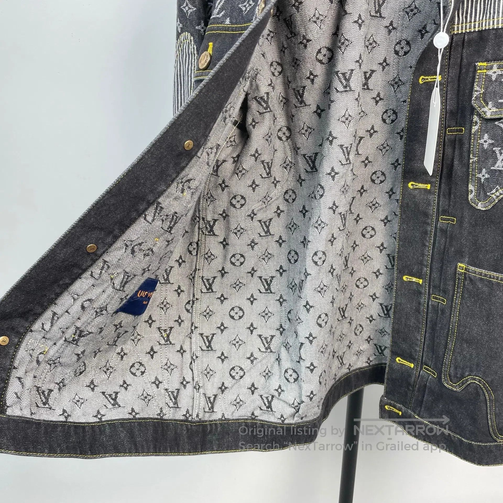 Louis Vuitton Louis Vuitton Black Full Logo Patchwork Denim Jacket| Size US M / EU 48-50 / 2 - 5 Thumbnail