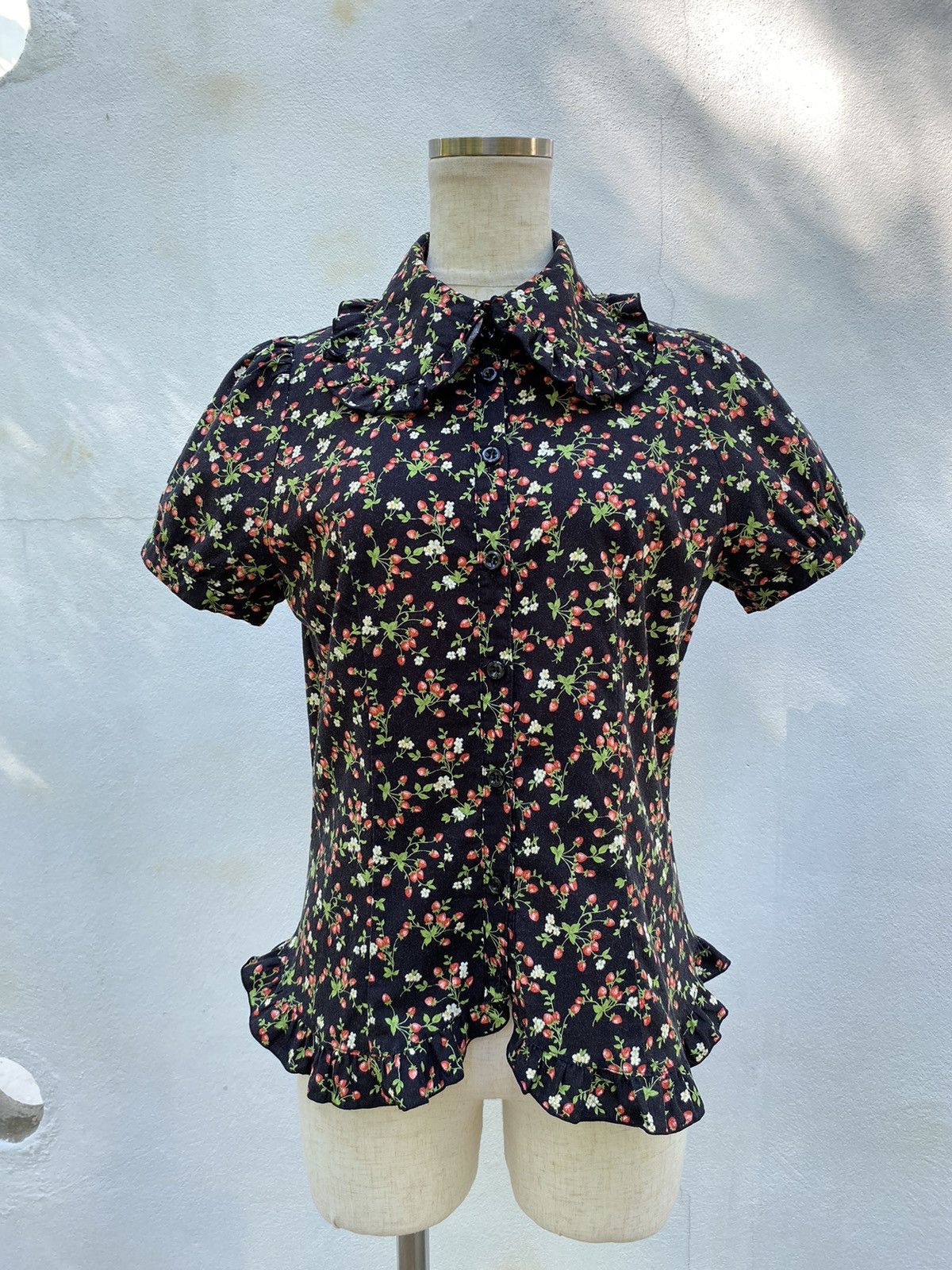 Japanese Brand × Seditionaries Peace Now Strawberry printed Ruffle Puff Blouse shirt Size M / US 6-8 / IT 42-44 - 17 Thumbnail