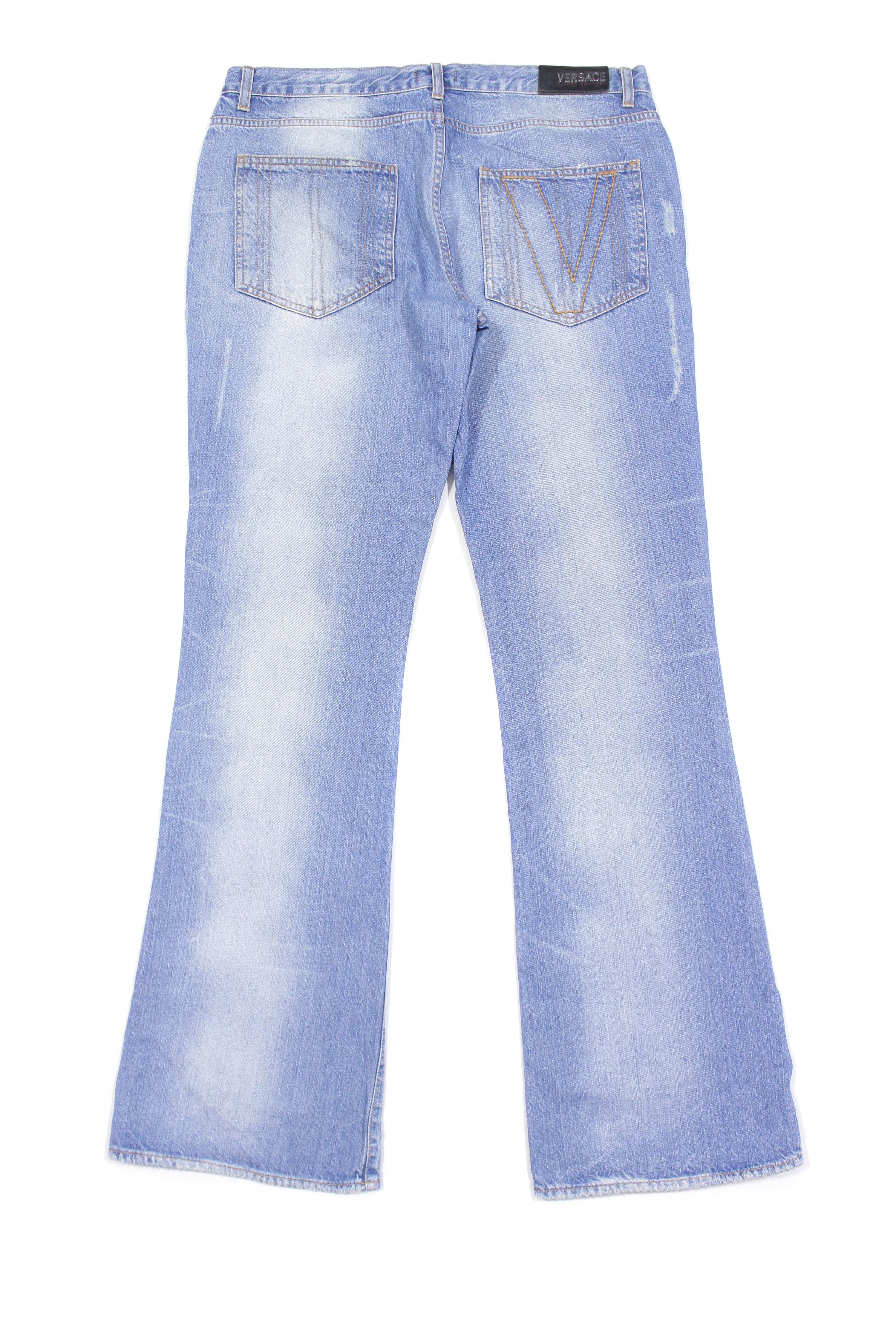 Versace 90S Logo Sanded Jeans Vintage Size US 36 / EU 52 - 2 Thumbnail